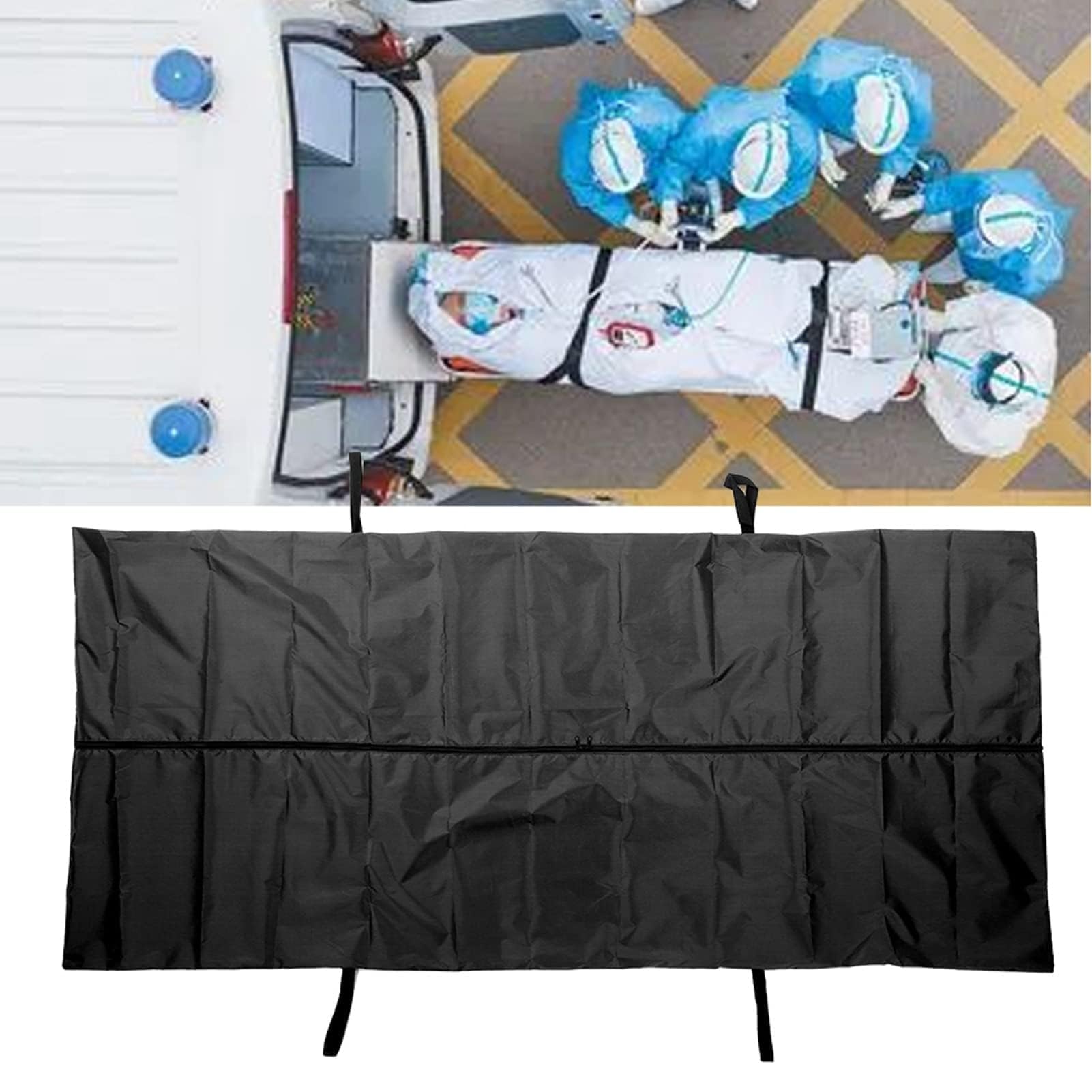 Sac Mortuaire de Cadavre, Sac de Rangement de Corps en Tissu Oxford Imperméable D'urgence pour Hôpital à Domicile (noir) (210*75 CM)