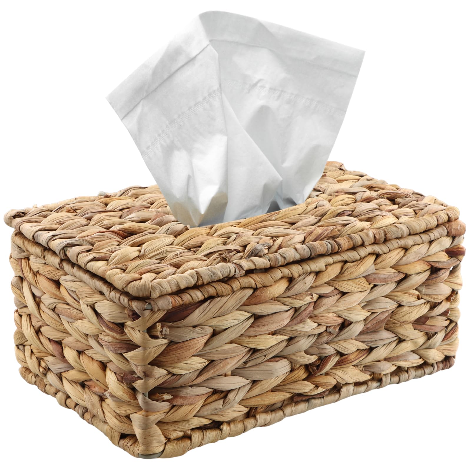 Pudełko na chusteczki wiklinowe 27,5 x 11,3 x 16,5 cm, prostokątne uchwyty na serwetki z jacyntu wodnego, naturalny kosz z wikliny, do łazienki, sypialni, biura