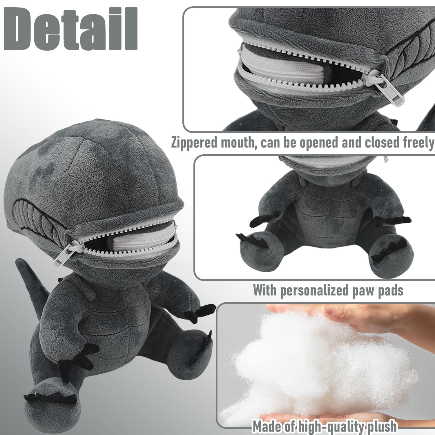 Peluche Xénomorphe Alien Avec Bouche Zippée – Doux Et Rigolo, 25 Cm – Cadeau Fan Films, Dès Tout âge