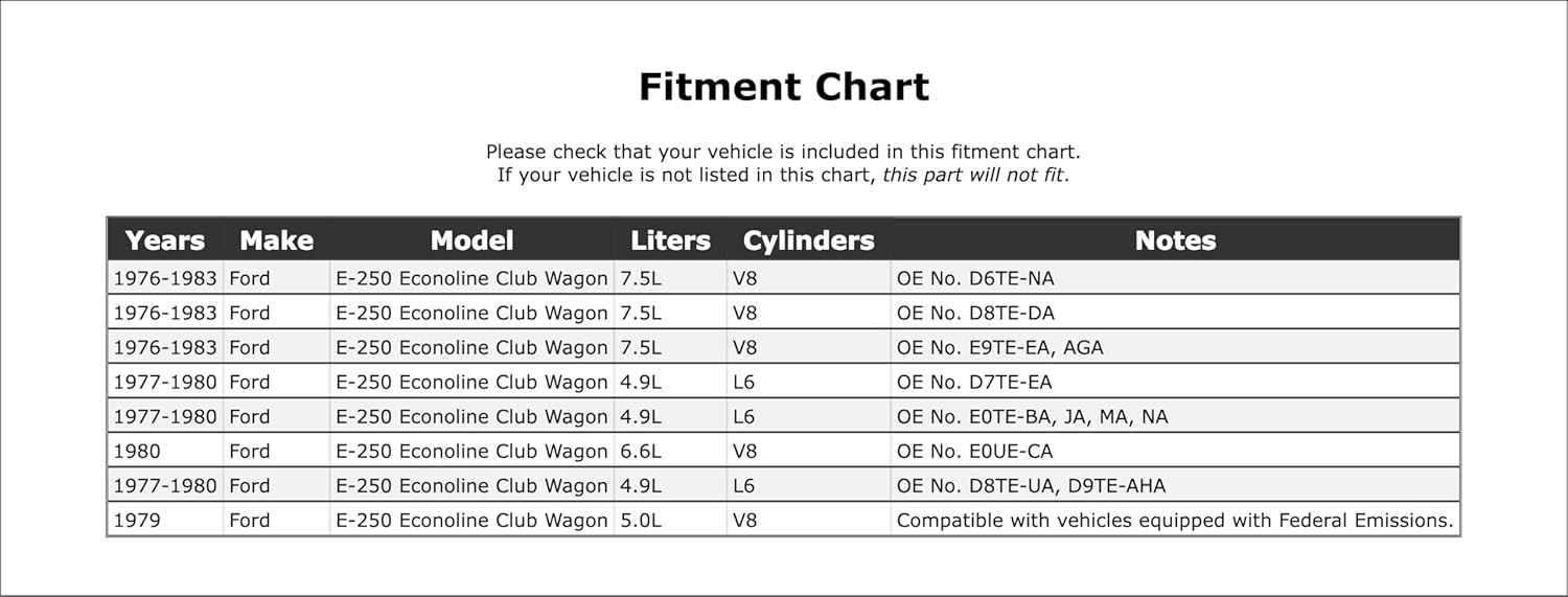 Distributor Vacuum Advance Compatible With Ford E-250 Econoline Club Wagon 1983 1982 1981 1980 1979 1978 1977 1976 P-2171738