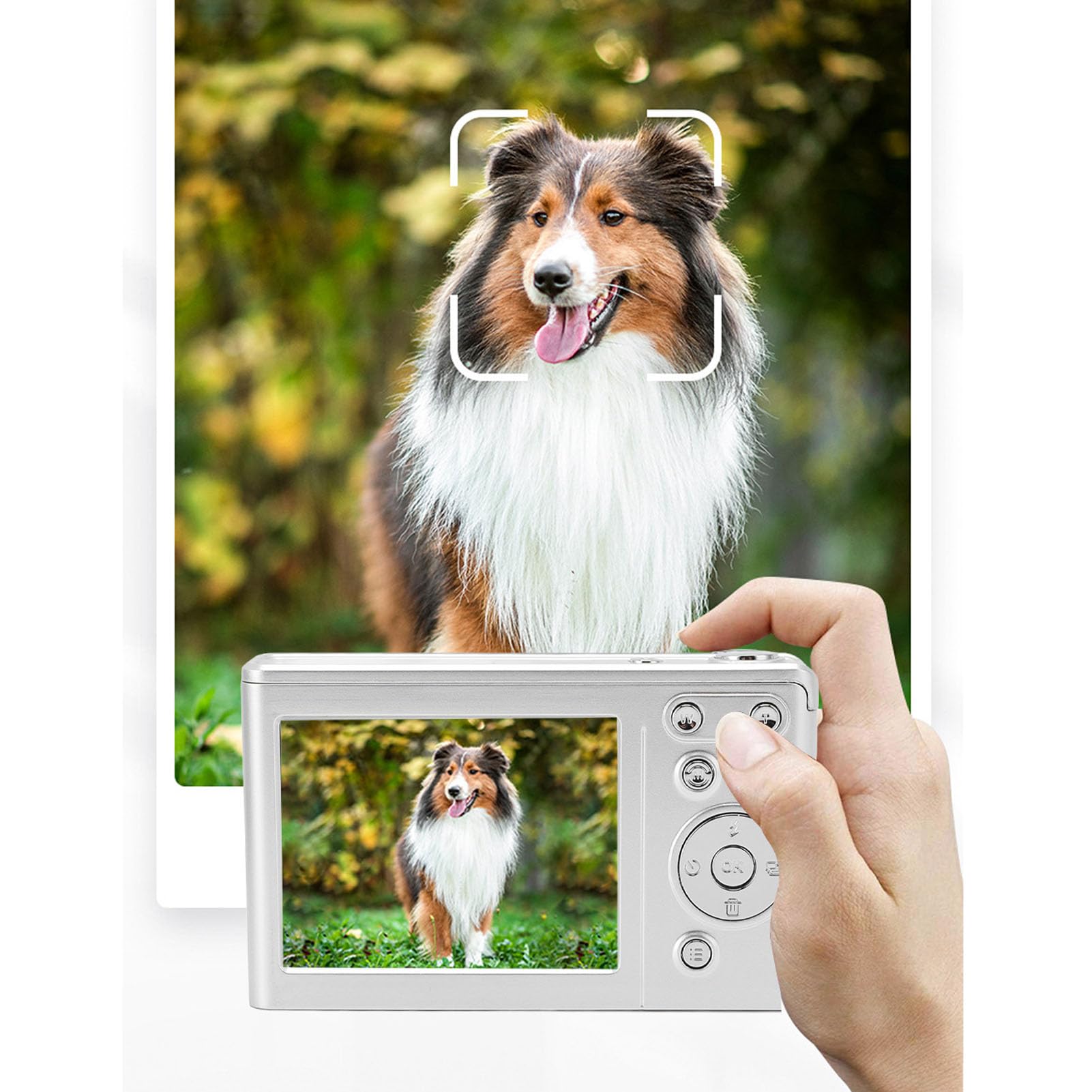 Fotocamera Digitale 4k 50mp, Punto Compatto e Scatto con Zoom 16x a Fuoco Automatico, Fotocamera Vlogging per Principianti, Riempimento della Luce (SILVER)