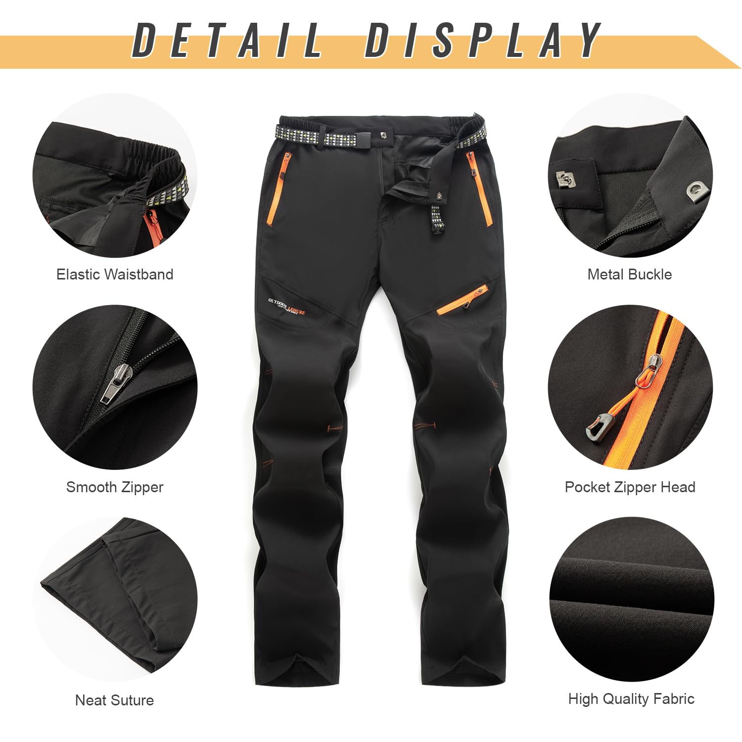 SUKUTU Hommes Pantalon de randonnée en Vrac Séchage Rapide Pantalon de Plein air Respirant Léger Pantalon de Trekking