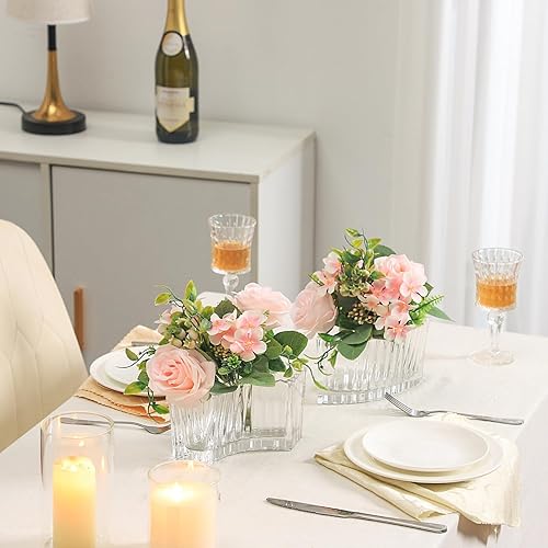 Miniatura 2 de MCMCNCUIU Jarrones de cristal para centros de mesa, jarrones de flores para centros de mesa de boda, jarrón de vidrio transparente para flores,
