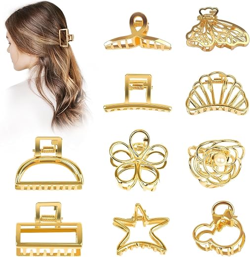 Bakefy-6 Small Medium Hair Clips for Girls &amp; Women | Metal Claw Clips for Women Aesthetic | Cute Stylish Clutcher for Ladi...