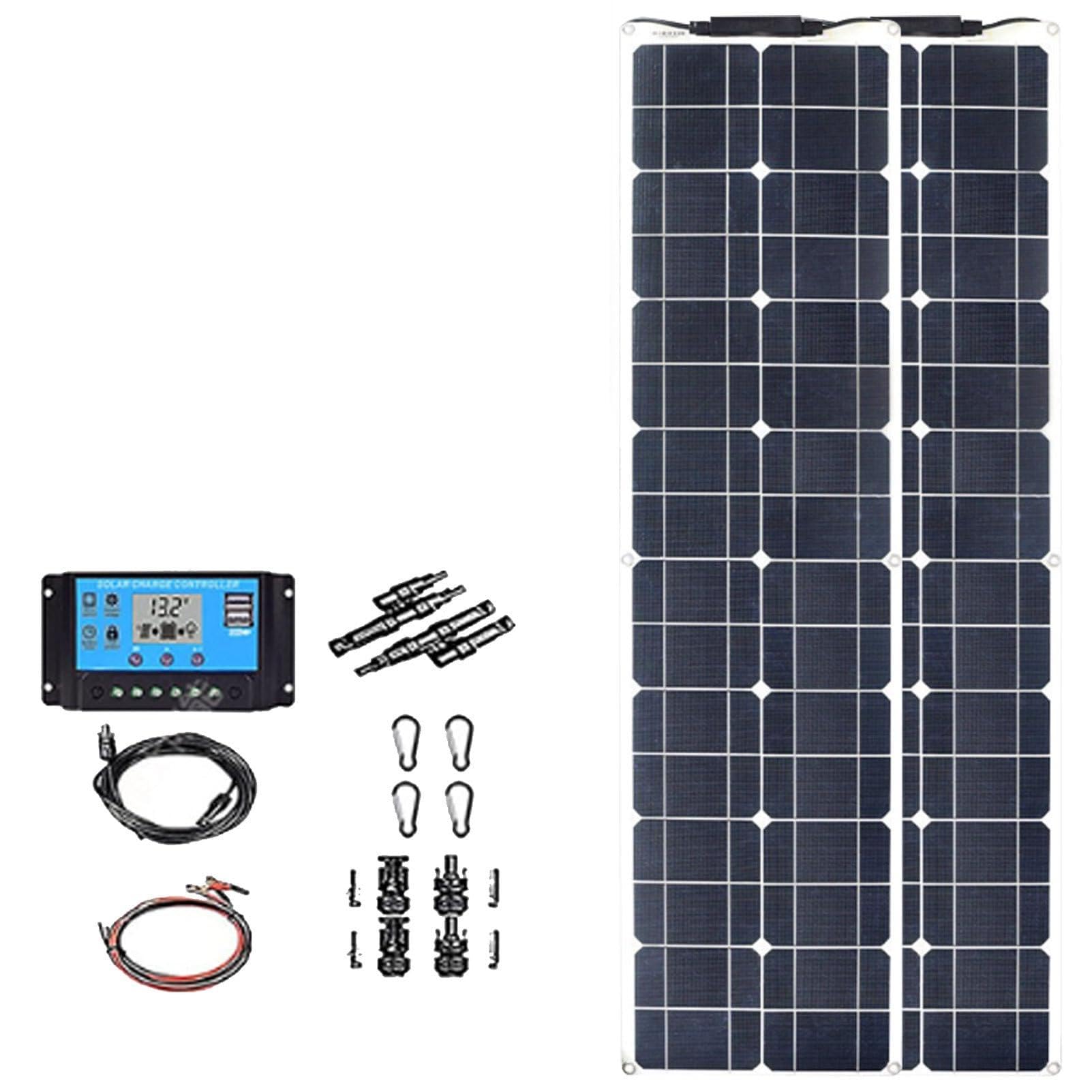 Pannello solare, pannelli solari monocristallini flessibili, pannello solare ultrasottile da 600 W, con controller da 40 A, per fuori rete, camper, roulotte, barca, tetto, superfici irregolari. 2×200w