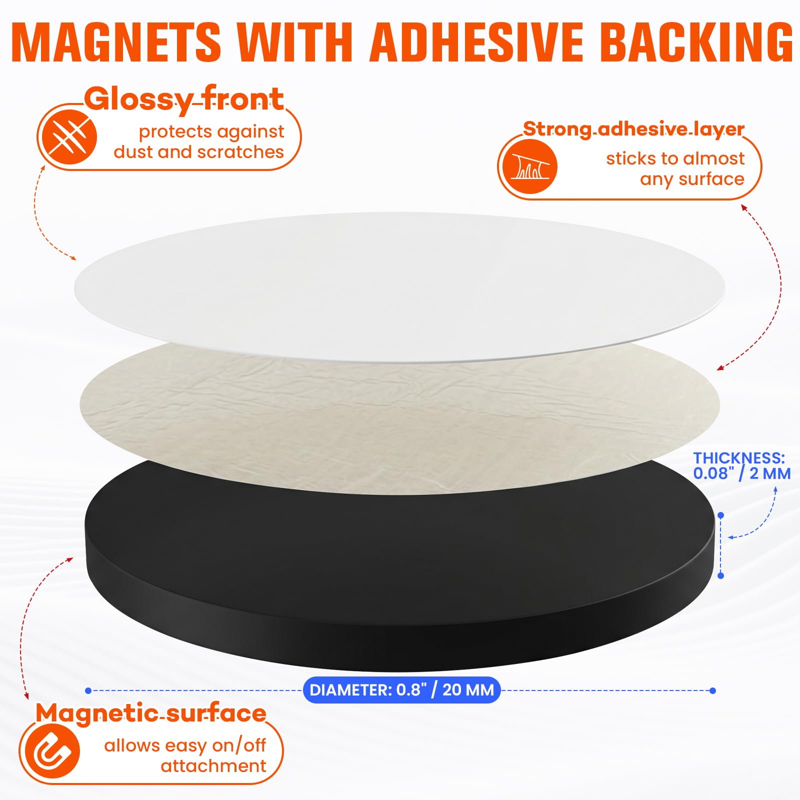 320 Flexible Adhesive Magnets - Strong Hold Dots -2 320 Flexible Adhesive Magnets - Strong Hold Dots -2