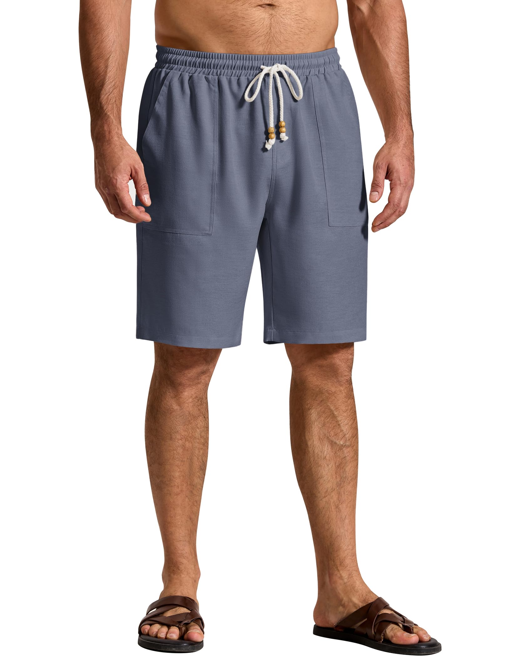 COOFANDY Kurze Hosen Herren Sommer Leicht Leinenoptik Shorts Freizeit Holiday Atmungsaktive Short mit Taschen