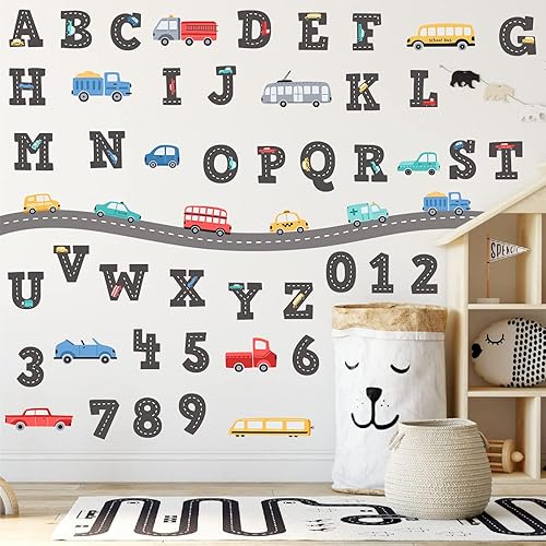 Miniatura 9 de Calcomanías de pared para carretera de auto de ciudad y carretera calcomanías de pared para sala de juegos guardería habitación de niños dormitorio