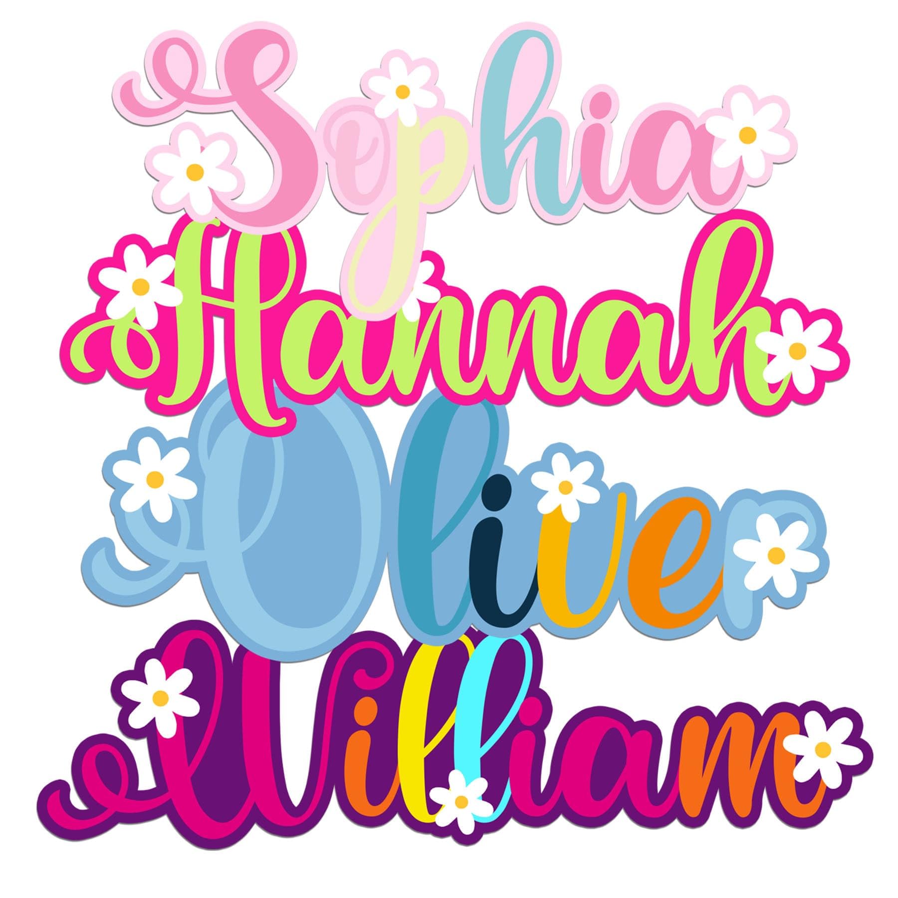 Custom Name Sticker Personalized Colorful Text Daisy Floral Cute Decal Waterproof Vinyl Decal for Water Bottles Tumbler Laptop Hard Hat Car Kindle