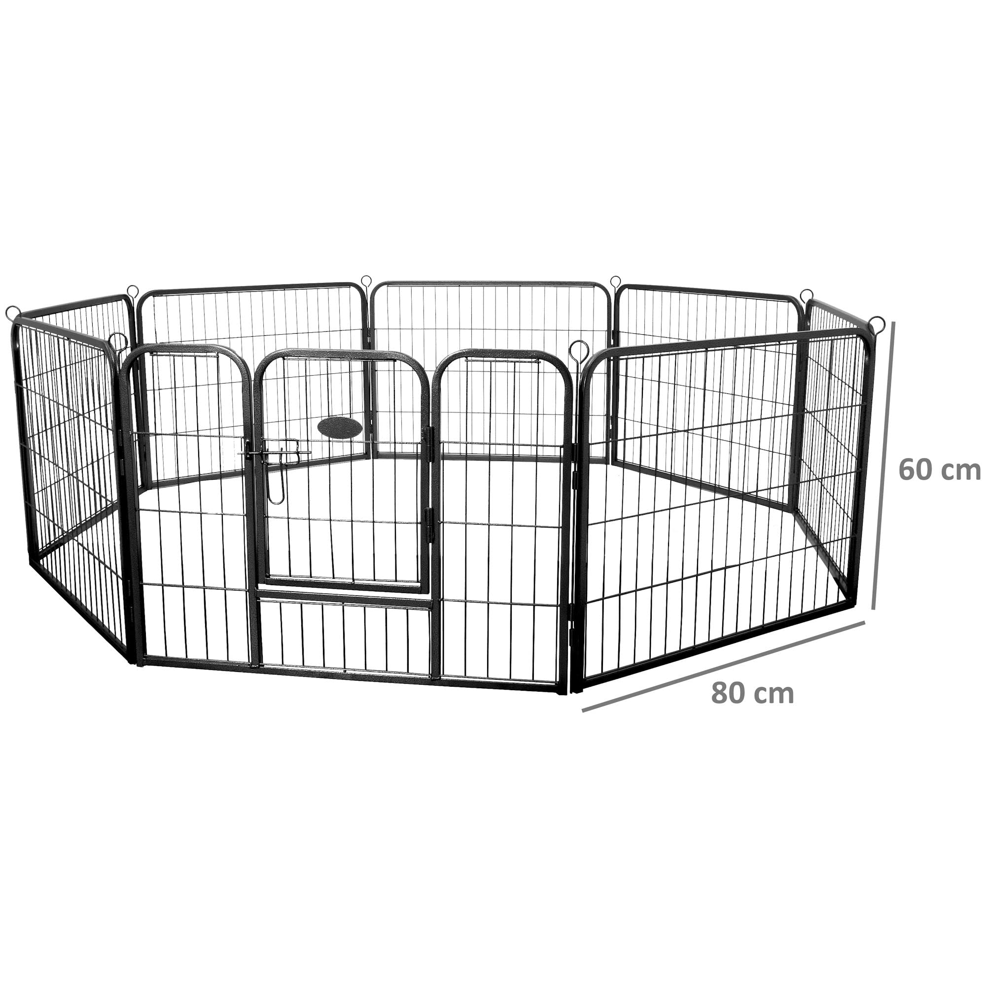 Zelsius Parque para Mascotas de Acero Plegable Rocky | Color Gris Oscuro | 80 x 60 cm | Jaula para Perros, Cachorros, Gato, Conejo | Valla para Juegos y Ejercicios para Animales Pequeños