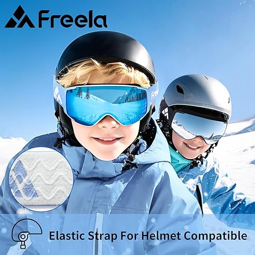 Vista 47 de Freela Gafas de esquí y snowboard para niños pequeños (3-14) jóvenes anti niebla anti UV gafas niñas niños equipo de esquí de nieve