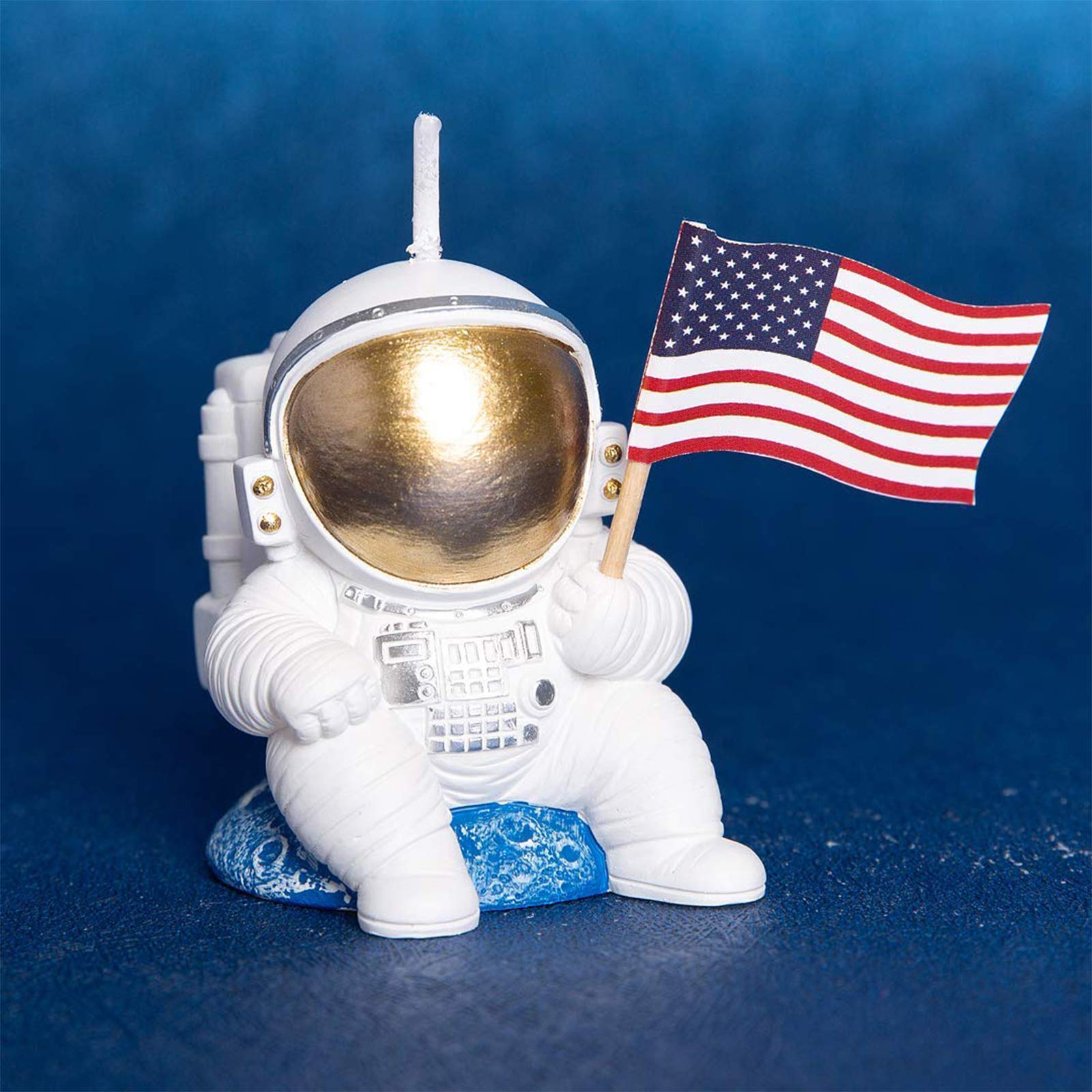 FLYPARTY Children's Birthday Candles with American Flag,Handmade Adorable Cute Spaceman Baby Shower Cake Topper Candle, Wedding Festival Space Theme Party Favors Decorations (Astronaut 02)