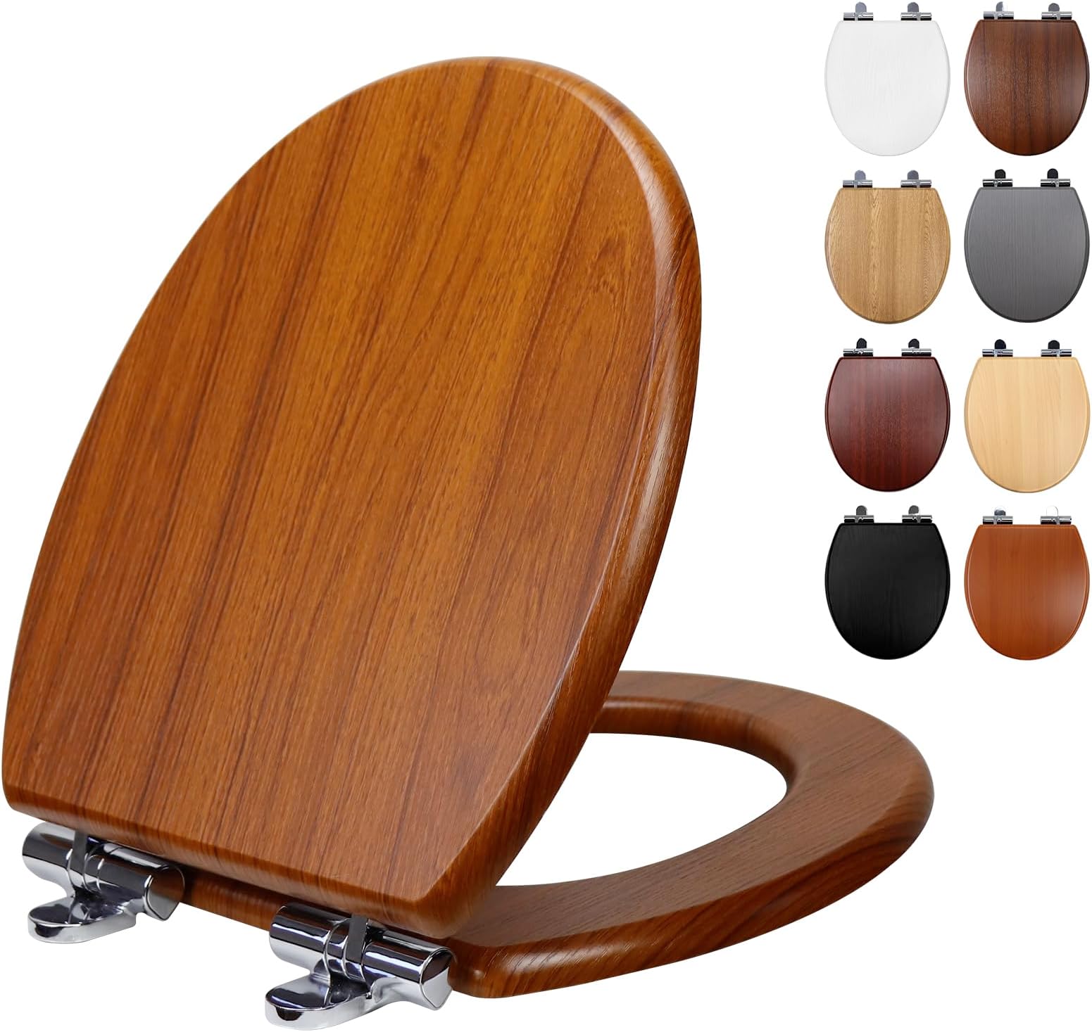Red Wooden Toilet Seat, MDF Moulded Wood Toilet Seat With Adjustable Zinc Alloy Hinges With