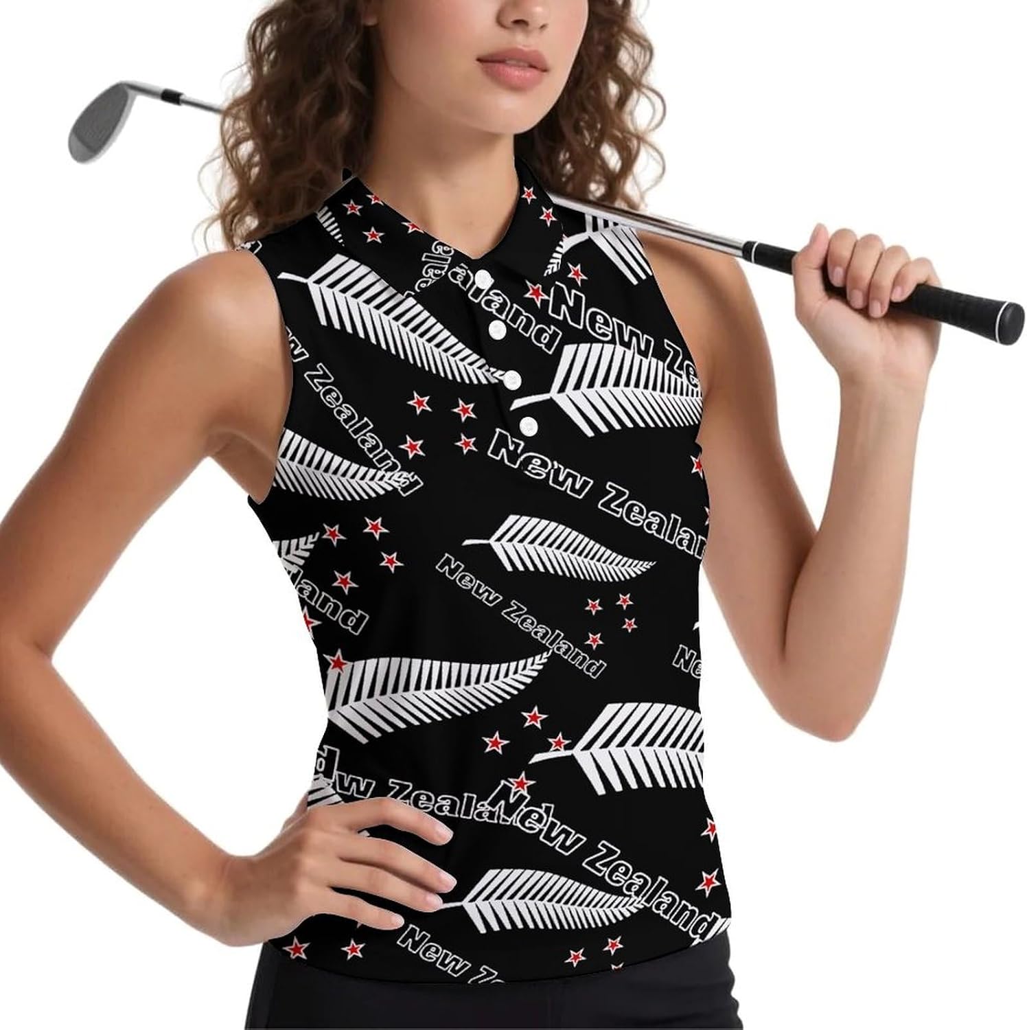 New Zealand Maori Fern Women's Golf Shirt Sleeveless Polo Shirts Tank Tops Blouses Tennis T-Shirts Casual