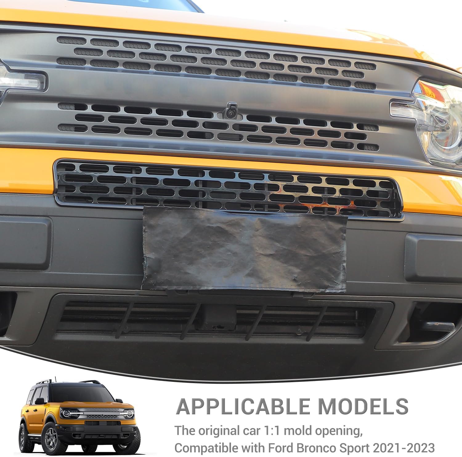 for Bronco Sport Black Front Grille Inserts Mesh Grill Trim Covers for Ford Bronco Sport 2021 2022 2023 up Black Exterior Accessories