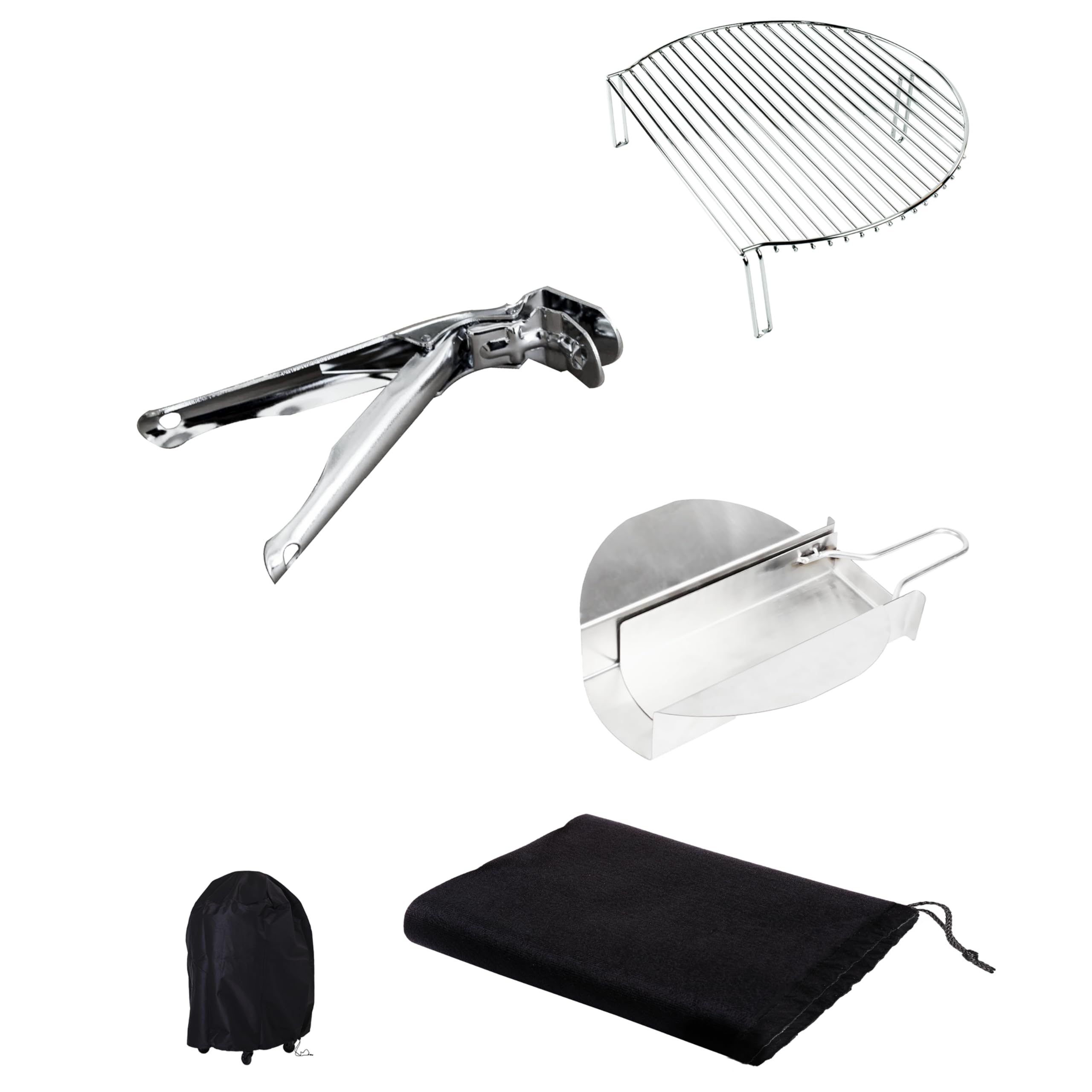 Cecotec Attrezzi per Barbecue Acciaio Inox, Set Utensili Barbecue DragonPack 6600 M, Versatilità e Comfort con Pinze, Raccoglicenere ed Espansore Griglia per Maggiore Capacità e Precisione