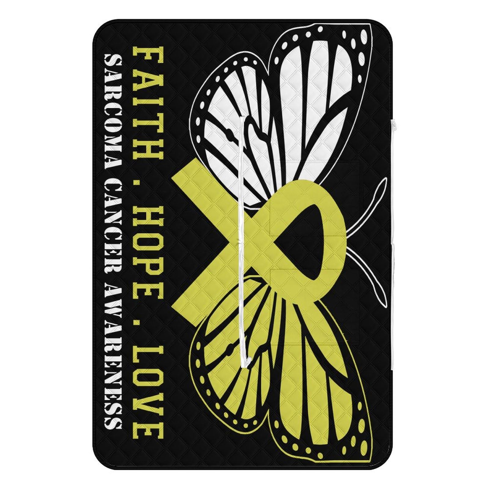 generic Butterfly Sarcoma Cancer Awareness Picnic Blankets,Portable Waterproof Foldable Picnic Mat,Sandproof Outdoor Mat for Park Picnic Blanket Accessories for Adults