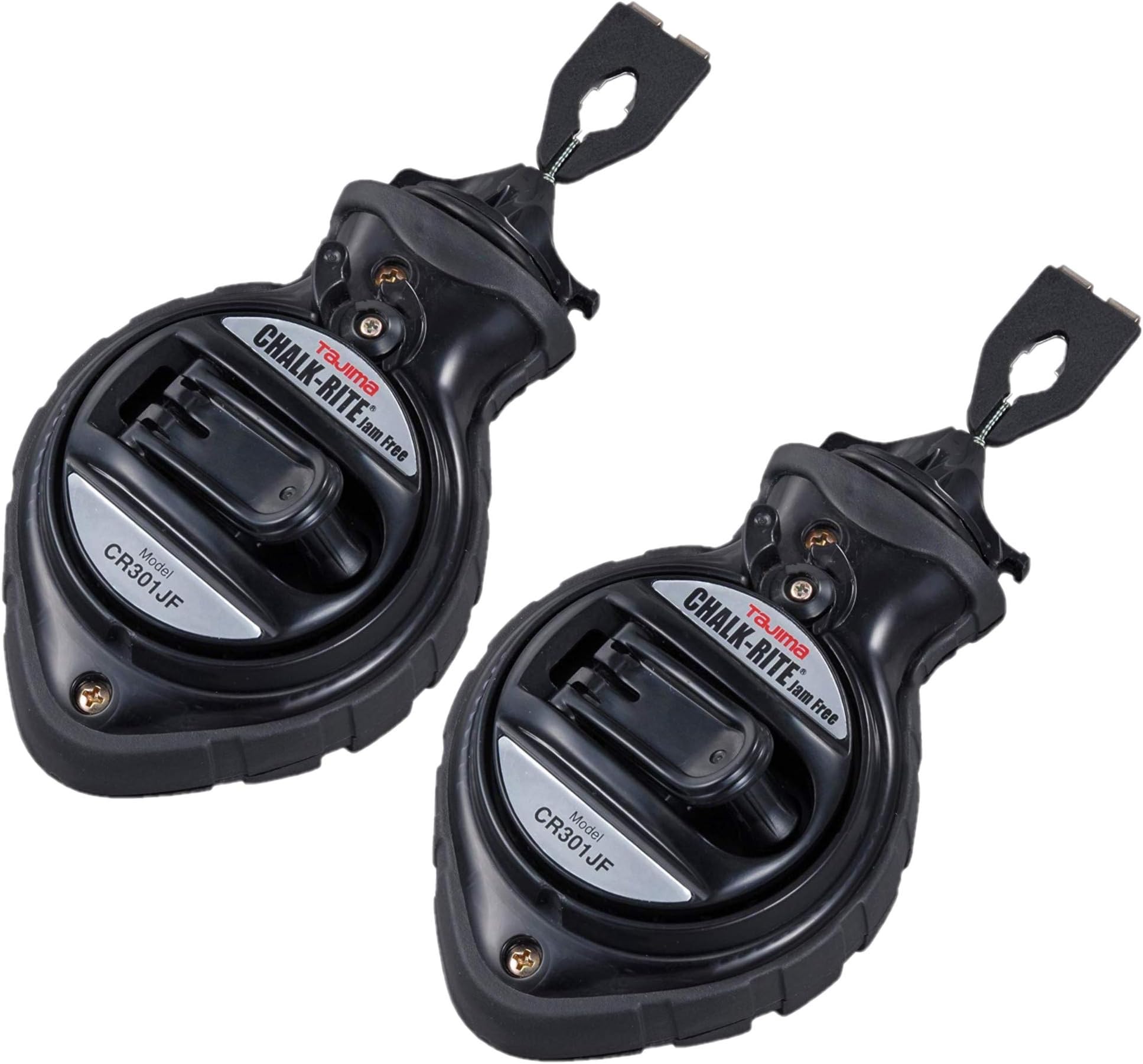 Tajima Chalk-Rite Jam Free Chalk Line - Creates Precise and Bold Markings for Construction and Carpentry Projects - Large Refill Port, ABS Case, 2-Pack - CR301JF-2P