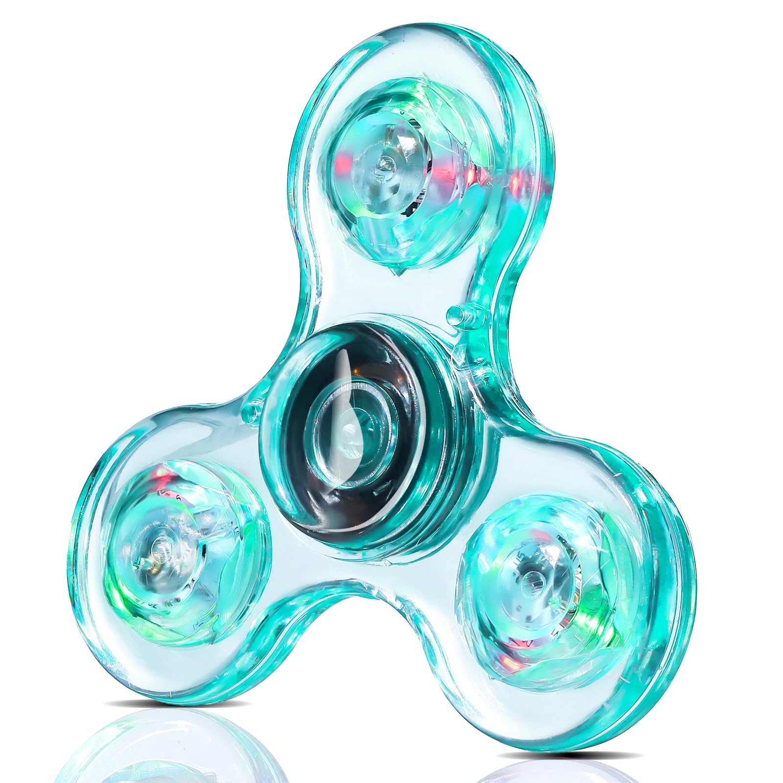 SCIONE Crystal LED Light Fidget Spinner for Kids,LED Light up Fidget Toy for Toddlers,Glow in The Dark Party Supplies Stress Relief for Children Adults(Crystal-Robin's Egg Blue)