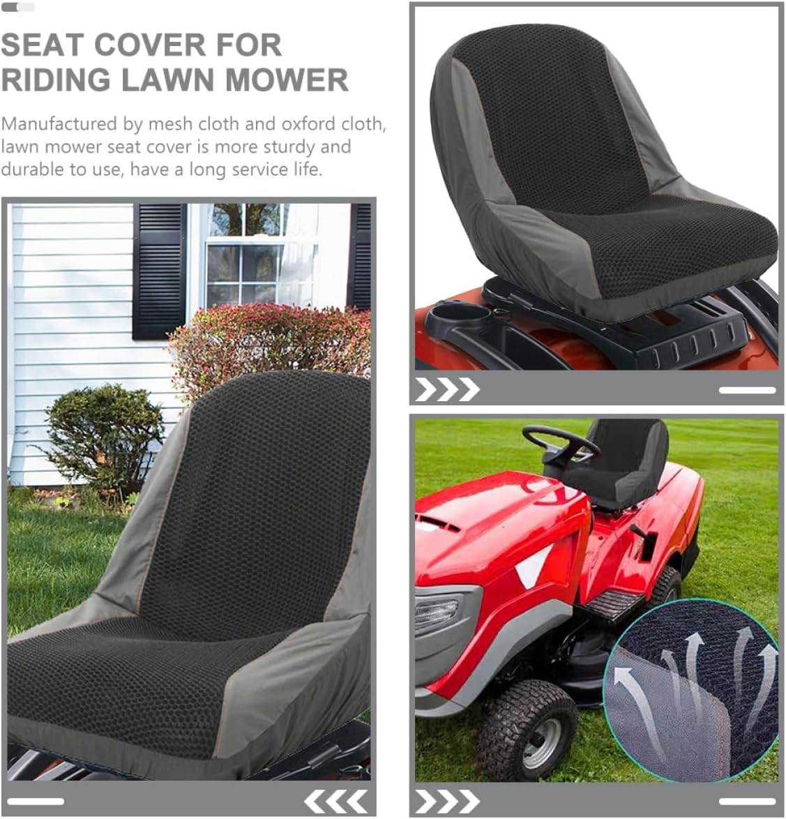 Riding Lawn Mower Seat Cover Mesh Protector Lightweight Comfortable Fits Lawn Tractors Includes Storage Bag for Convenience