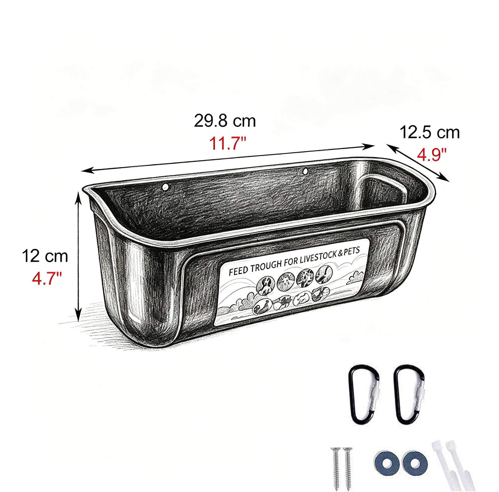 Comedero para Cerdos Paquete de 2 Comederos —montados en La Pared o Colgantes, Comederos Ligeros y Antidesperdicio para Gallinas, y Bebederos Portátiles para Aves Corral(White)
