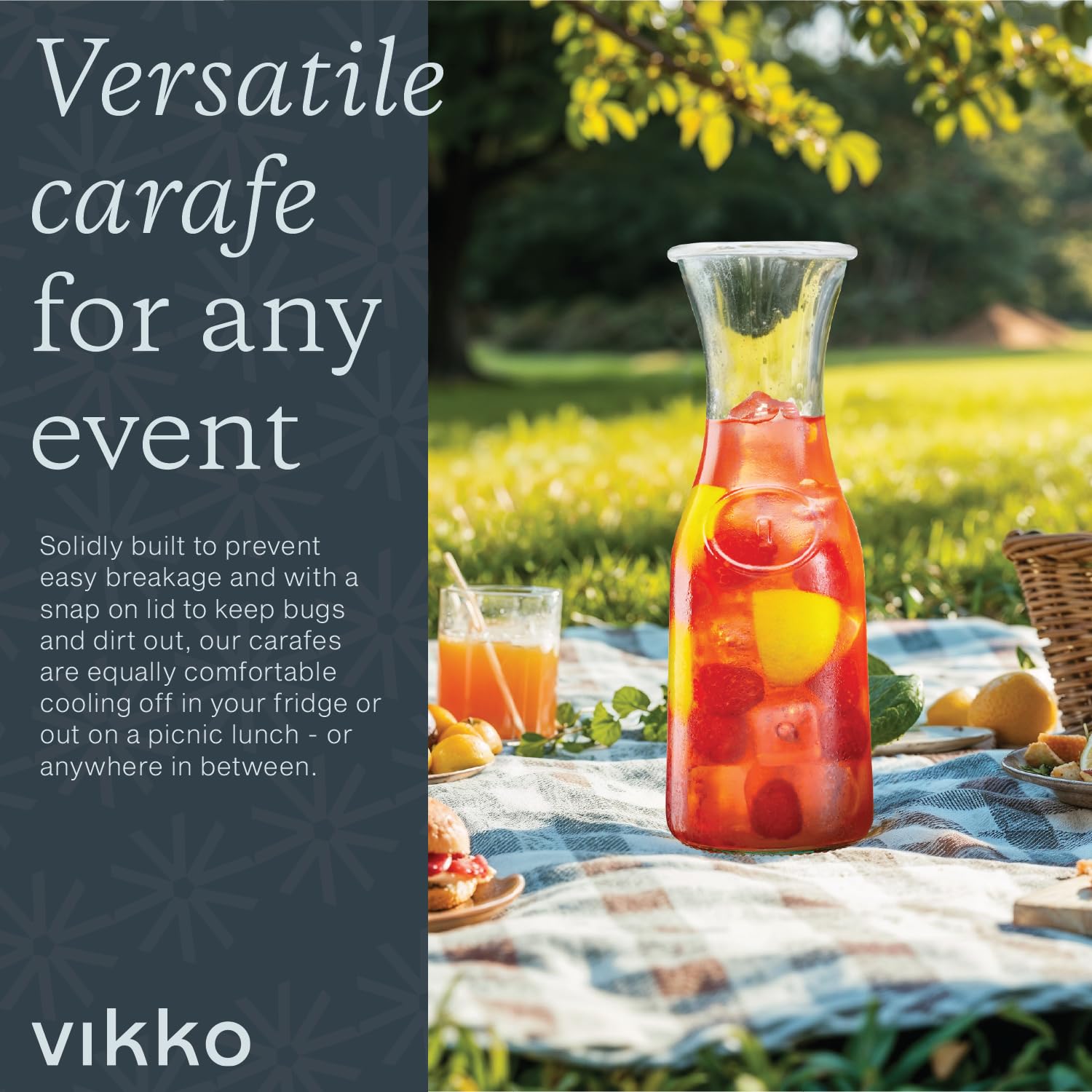 Vikko Jarra de agua de vidrio con tapa, juego de 3 jarras pequeñas de vidrio para barra de mimosa, jarra de vidrio de 1 litro para barra de mimosa, MIlk, té helado, apto para lavavajillas, suministros