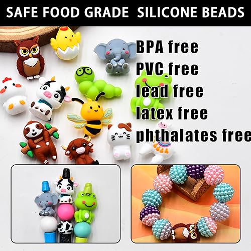 Miniatura 3 de 12 cuentas focales de silicona para bolígrafos, con capucha de personaje, cuentas focales en forma de cuentas focales para hacer llaveros, cuentas