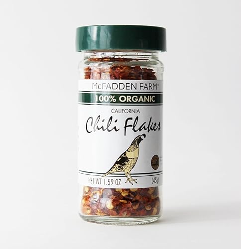 McFadden Farm Copos de chile orgánico, Chile de Arbol seco, cultivado y envasado en los Estados Unidos, 1.59 oz. en frasco de vidrio