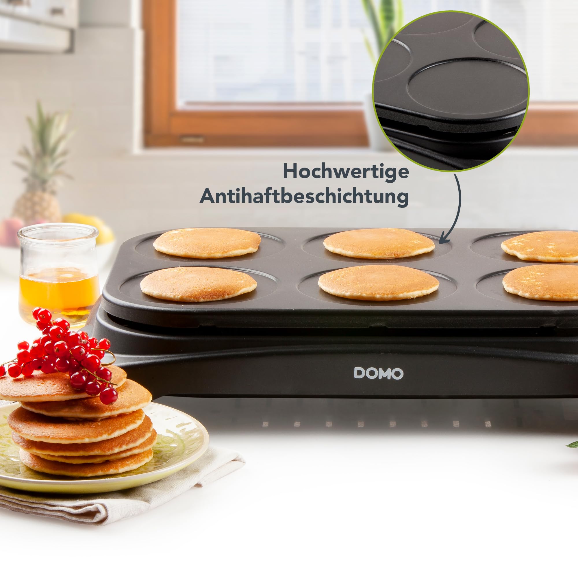 Domo DO8709P, Crepera para 6 Panqueques, 1000 W