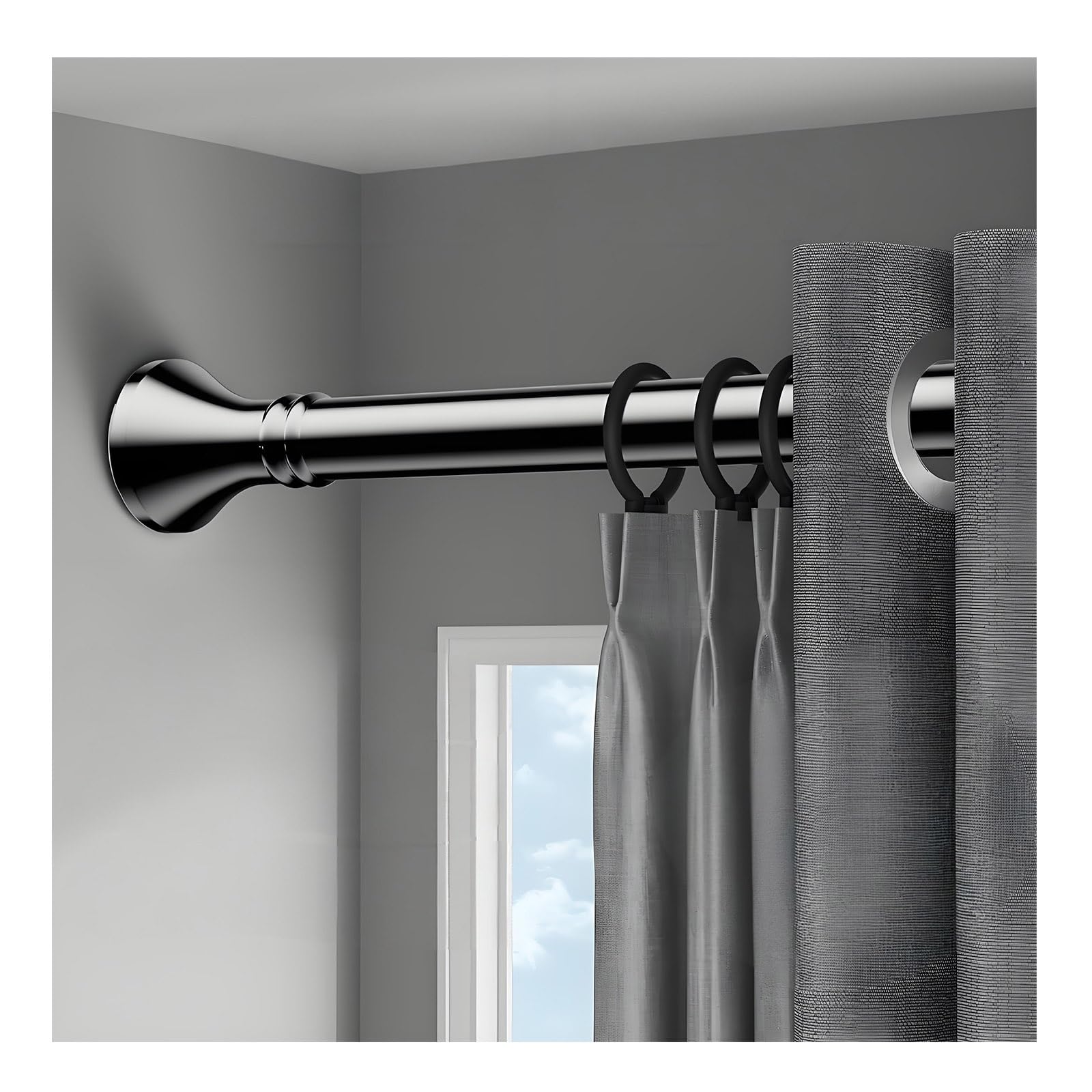 WQPMNYG Adjustable Extendable Shower Curtain Rod RustFree No Drill Installation 1m to 5m Length Stainless Steel Rail for Bathroom & Window Fits 15" 21" Opening