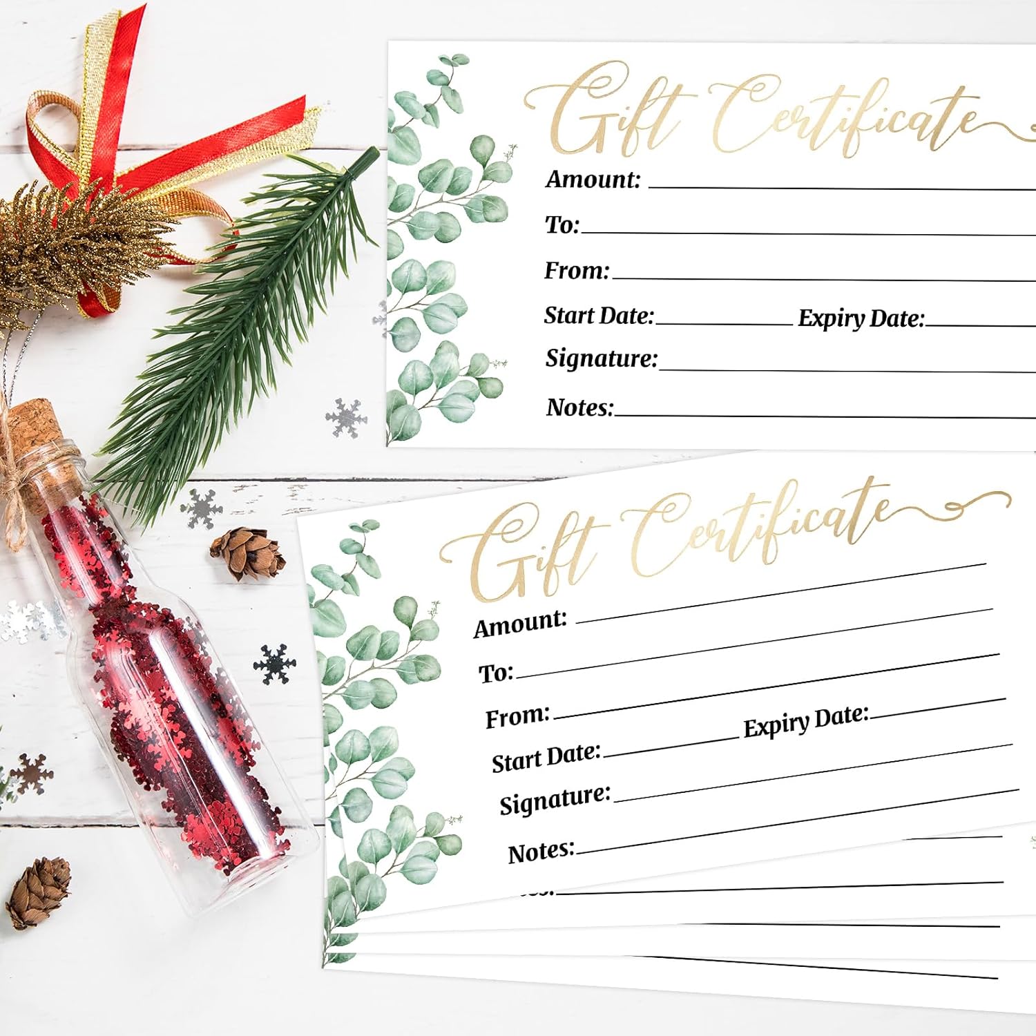 Ceiba Tree Blank Gift Certificates for Business 30 Pack Gold Foil Certificate Cards with Envelopes for Salon Restaurants Spa Birthday Valentines Day - Image 6