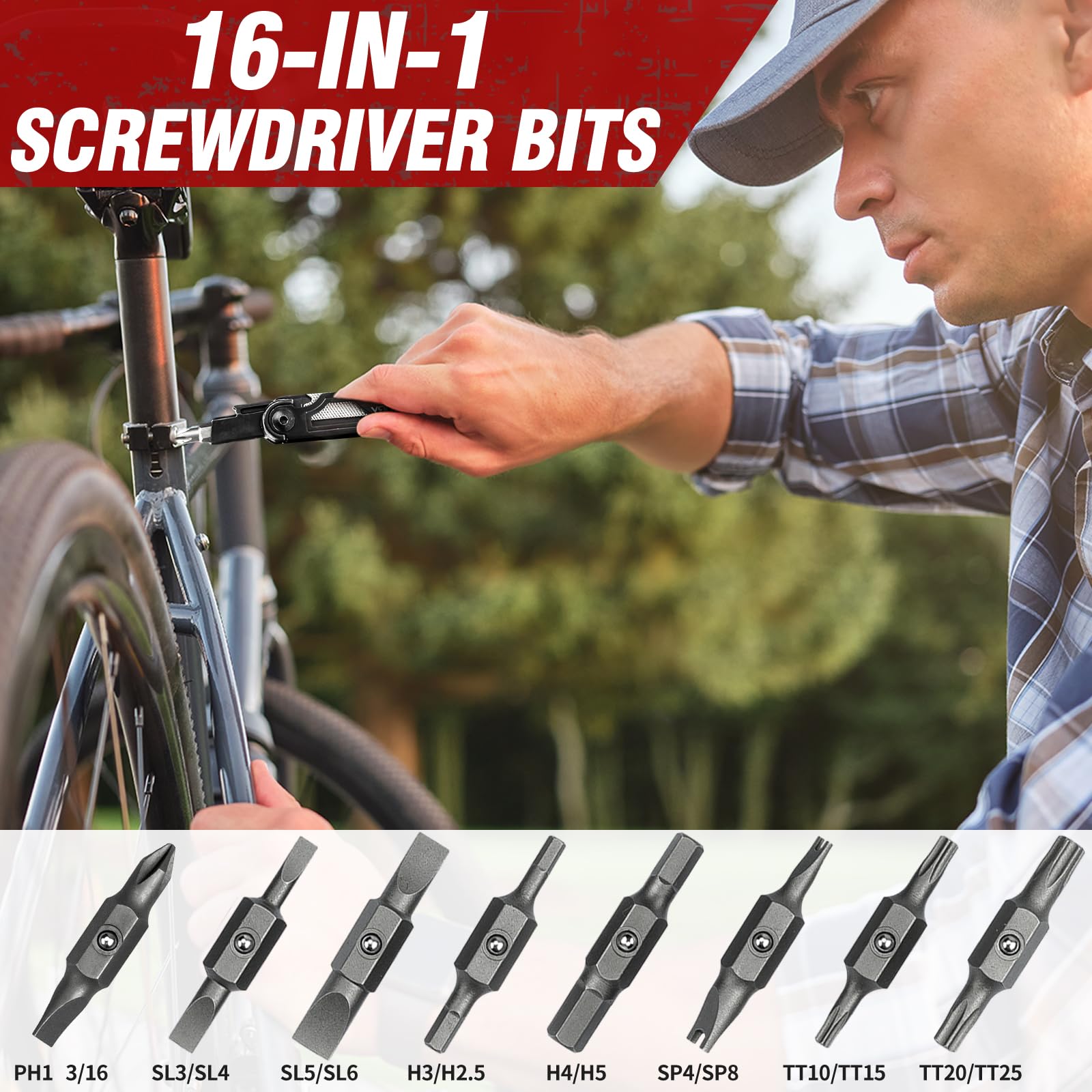 BIBURY 16 in 1 Multi Tool faltbare Zange mit verbesserter Schere und Schraubendreher, mit Nylontasche, ideal für Outdoor, Wandern, DIY, Reparaturen, Geschenk für Papa Männ