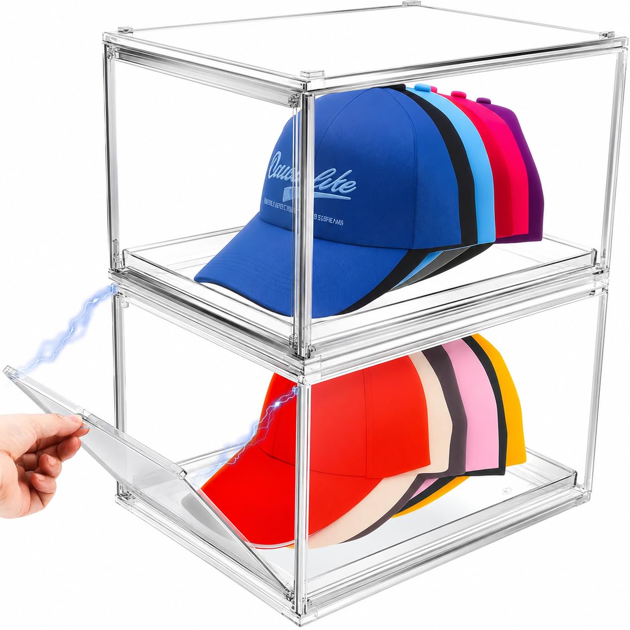 Organiseur de chapeaux pour casquette de baseball empilable lot de 2