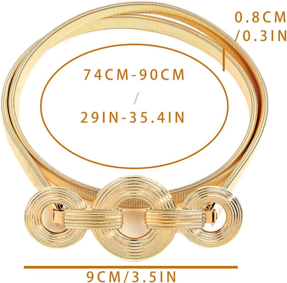 Gold Thin Waist Belt for Women Elastic Metal Belt Skinny Chain Belt for Dress - Image 5