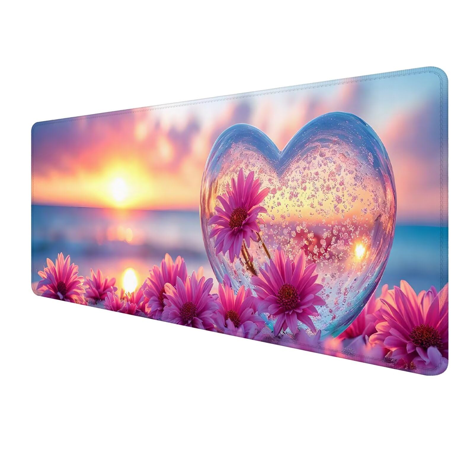 Alfombrilla Ratón XXL 1200 x 400 mm, Mouse Pad Rosa, Alfombrilla Gaming con Motivo Flor, Alfombrilla Escritorio con Bordes Cosidos, Mousepad Antideslizante Impermeable para Oficina y Gaming S-923