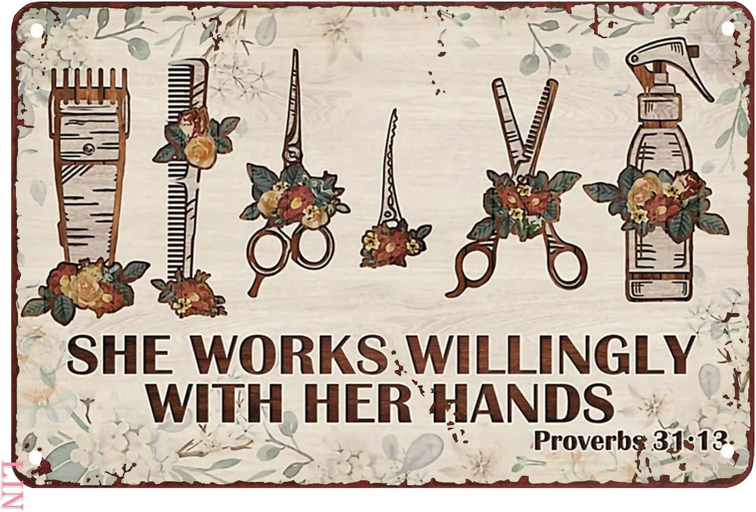 Kwqdozf F9 8X12 Inch Metal Decorations For Outside Wall Hairdresser Poster She Works W