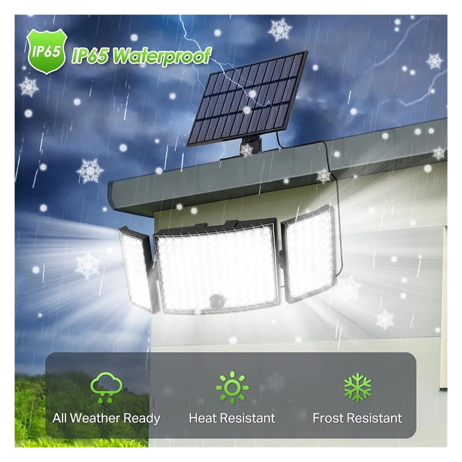 Lampa solarna zewnętrzna, 234 LED Solar Security Lights IP65 Wodoodporna lampa ścienna Split Czujnik ruchu 3 boczne oświetlenie Zewnętrzne oświetlenie przeciwpowodziowe(234 LED)