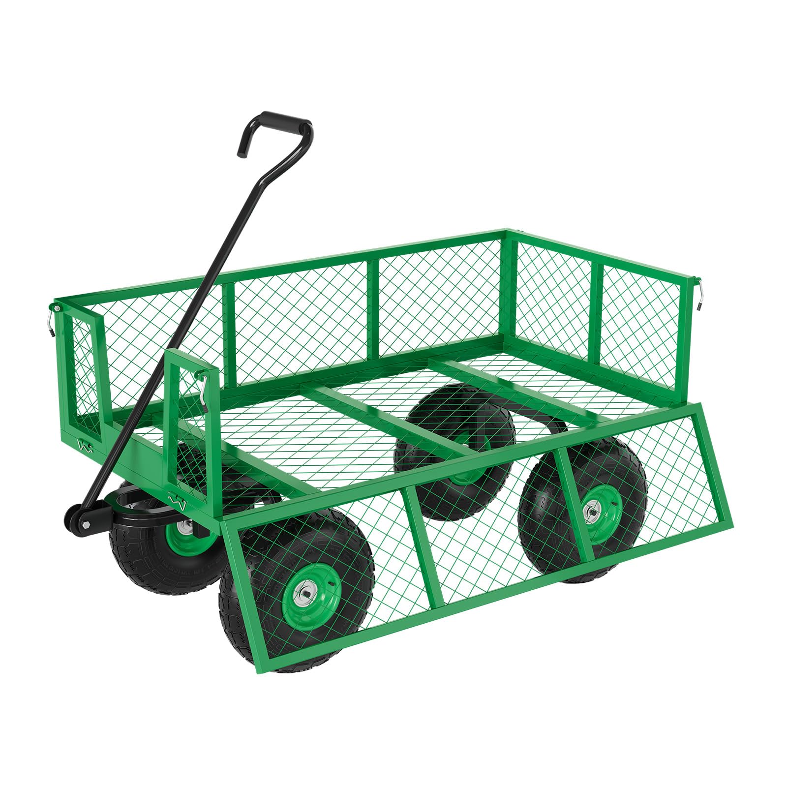 Garvee Steel Garden Cart, 500 LBS Capacity Utility Outdoor Wagon, Heavy Duty Mesh Garden Metal Wagon with Removable Sides, Flexible Handle for Yard, Lawn, Garden | with Removable Sides, Flexible Handle, 10" Tires for Yard, Lawn, Garden