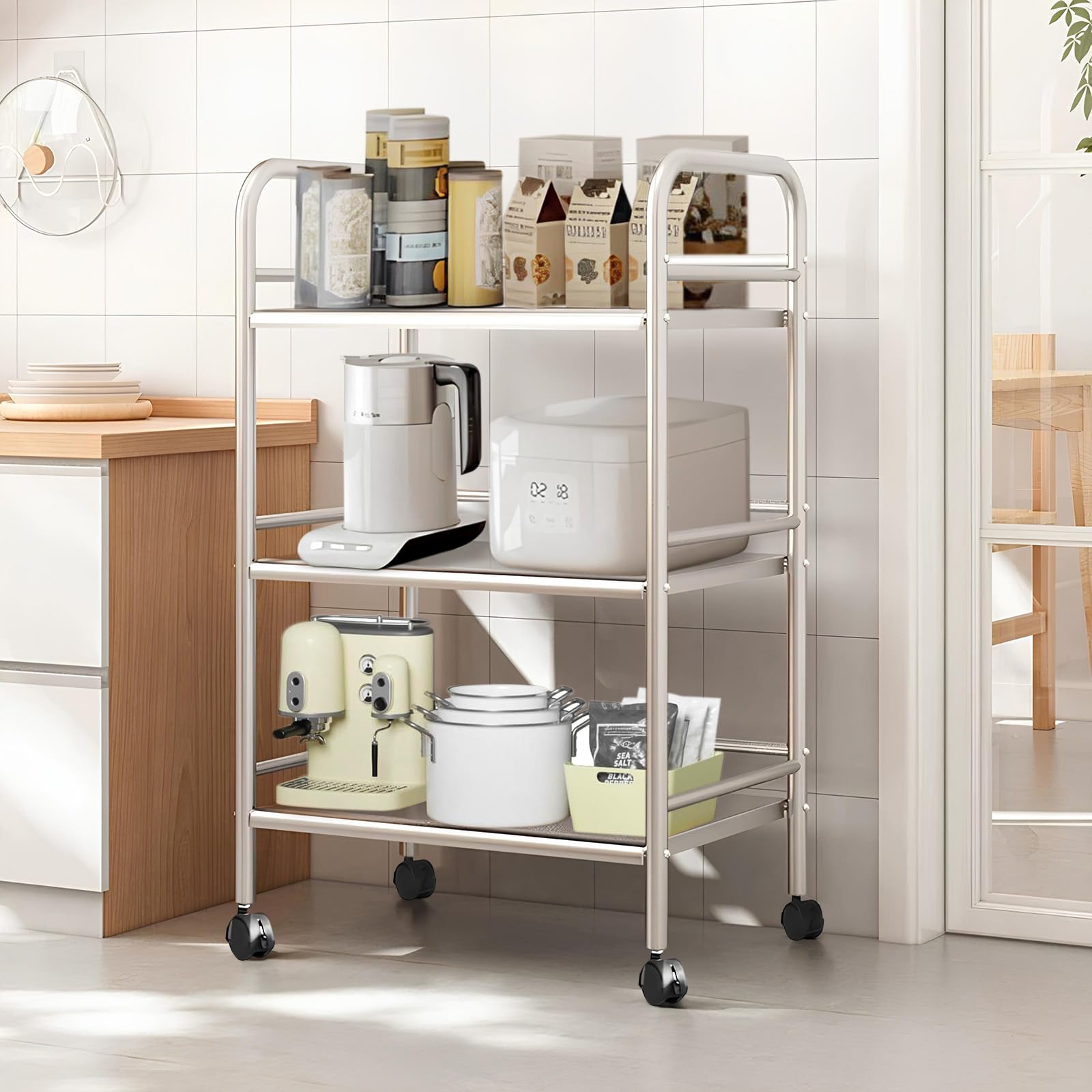 Amazon.co.jp: ZenVision キッチンワゴン キャスター付き 3段 幅50