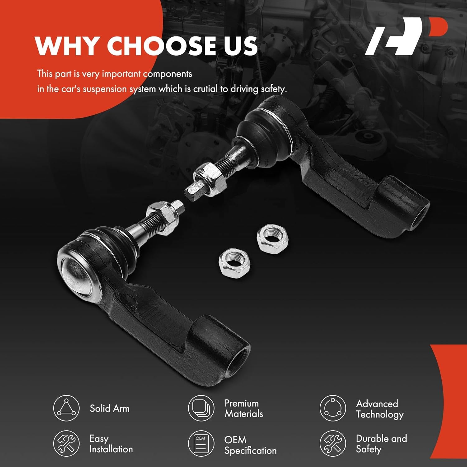 A-Premium 2 x Front Outer Tie Rod Ends, Compatible with Jeep Liberty 2002 2003 2004 2005 2006 2007
