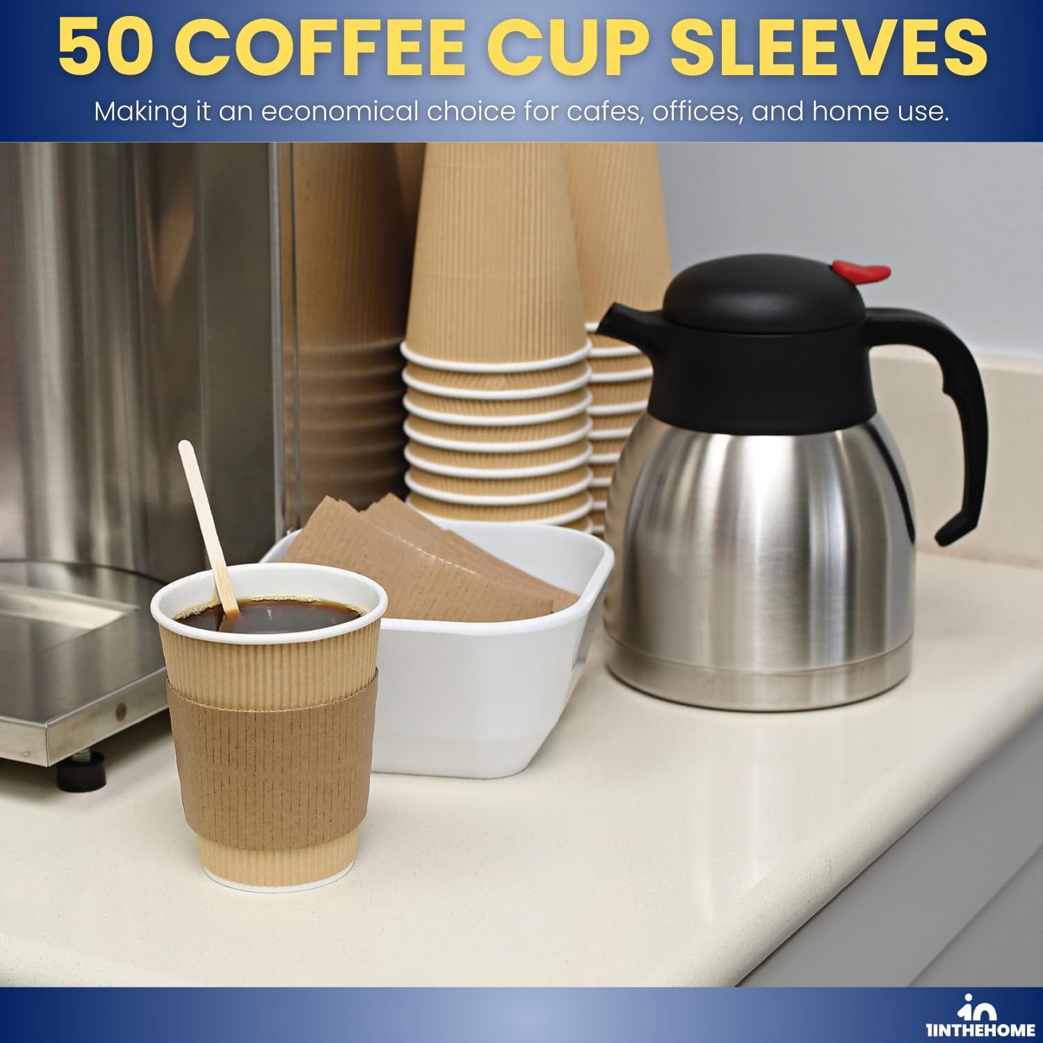 Coffee Cup Sleeves 8 oz, Disposable Insulated Kraft Paper (50-Pack) - Image 6