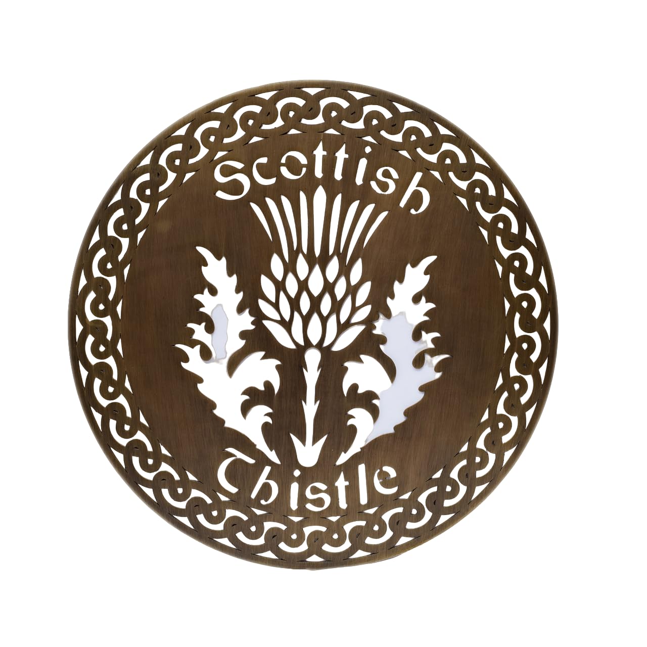 Exclusively Irish Thistle Round-Shaped Wall Hang - Black Nickel (Antique Brass), 35.6L x 35.6W cm