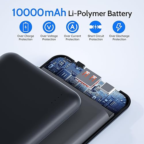 Miniatura 6 de DOACE Paquete de batería para chaleco calefactable, 10000mAh 5V3A Power Bank con cable de carga USB-C, cargador portátil de 15 W para chaqueta