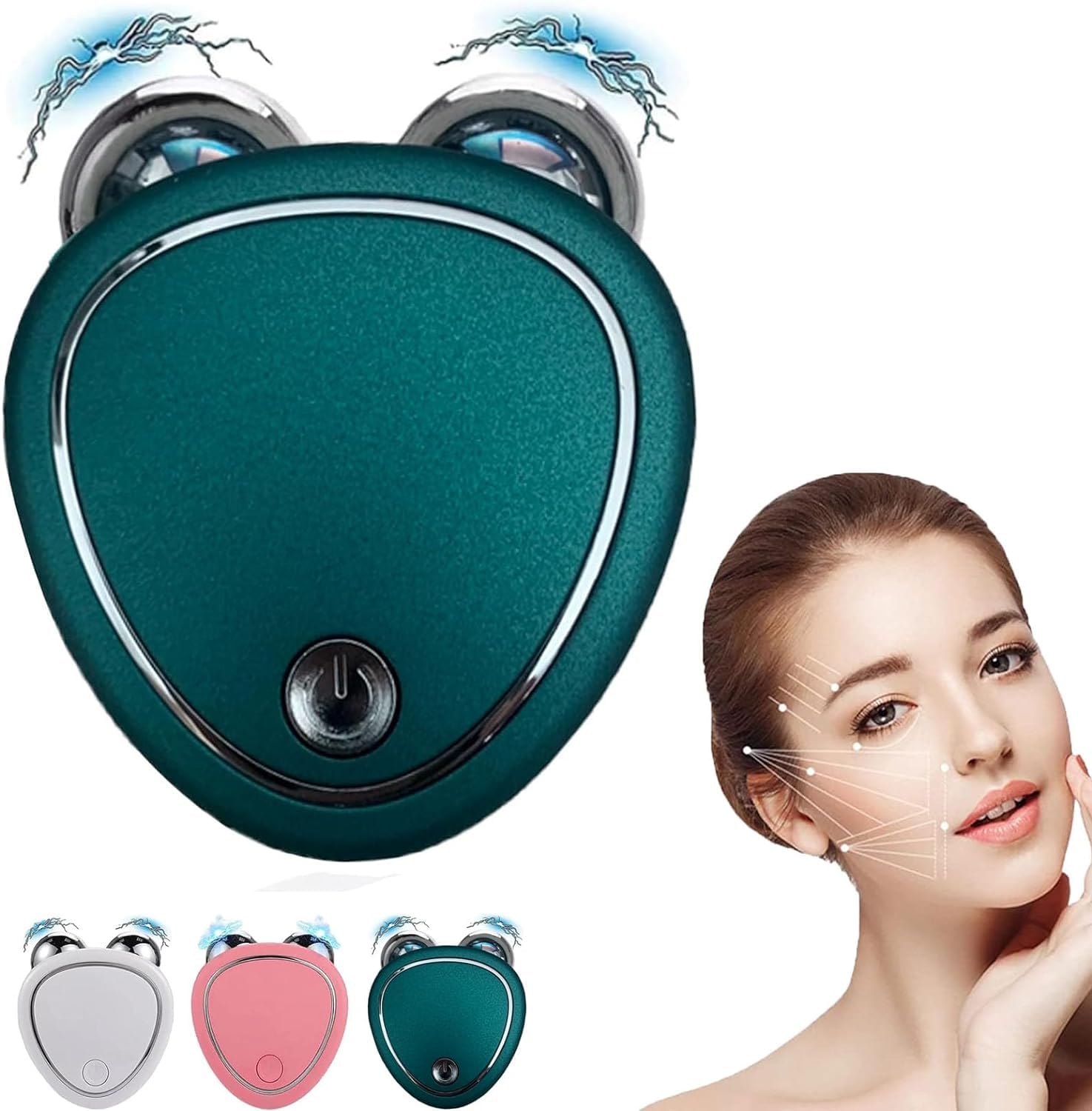 Skindion - Rodillo de dispositivo facial de microcorriente, Skindion Levantamiento facial con microcorriente antiarrugas, mini microcorriente USB, elevación facial, estiramiento de la piel,