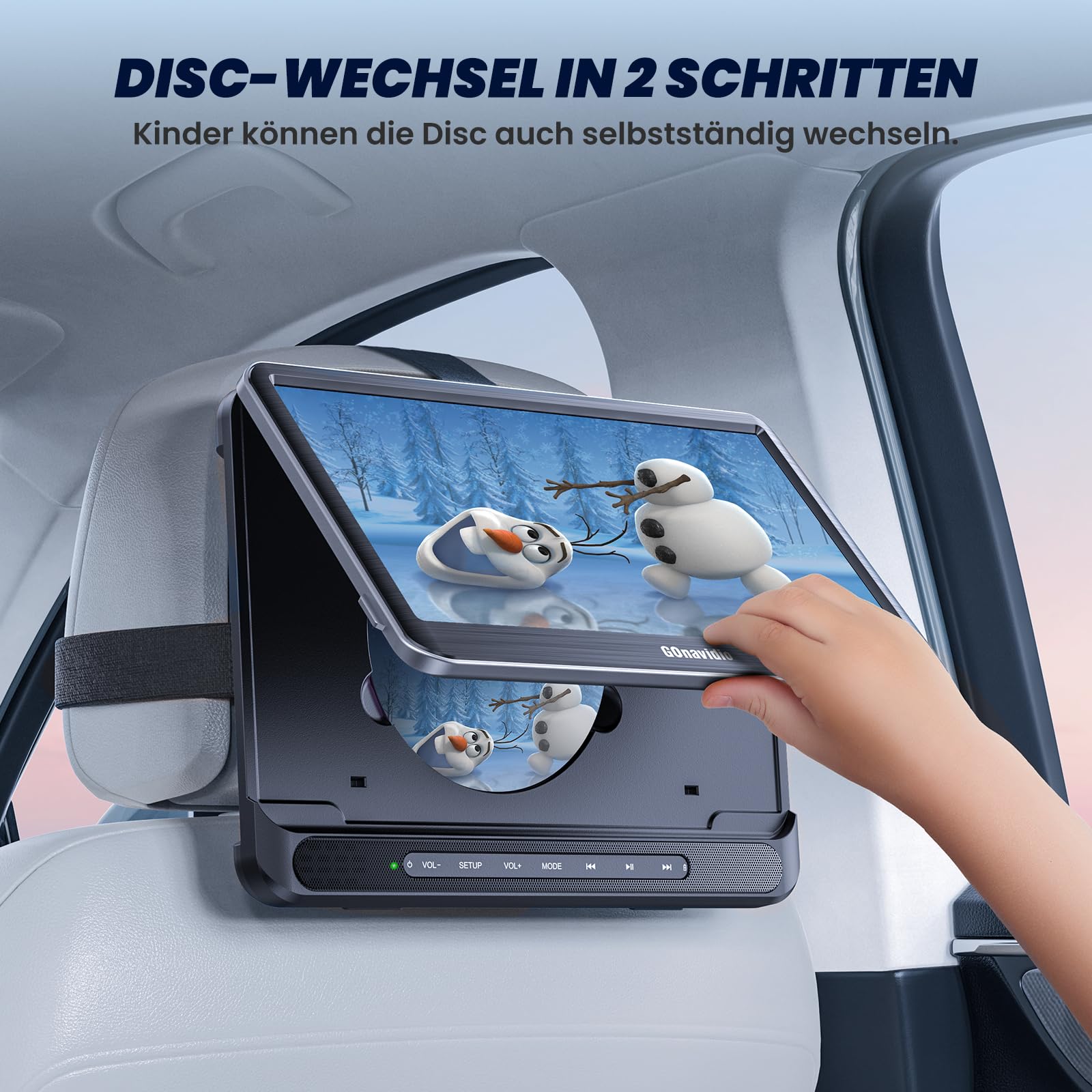 12'' Auto DVD Player für Kinder mit HDMI-Eingang, Tragbarer DVD-Player unterstützt USB/TF-Karte, AV-EIN- und -Ausgang, regionenfrei, letzter Speicher