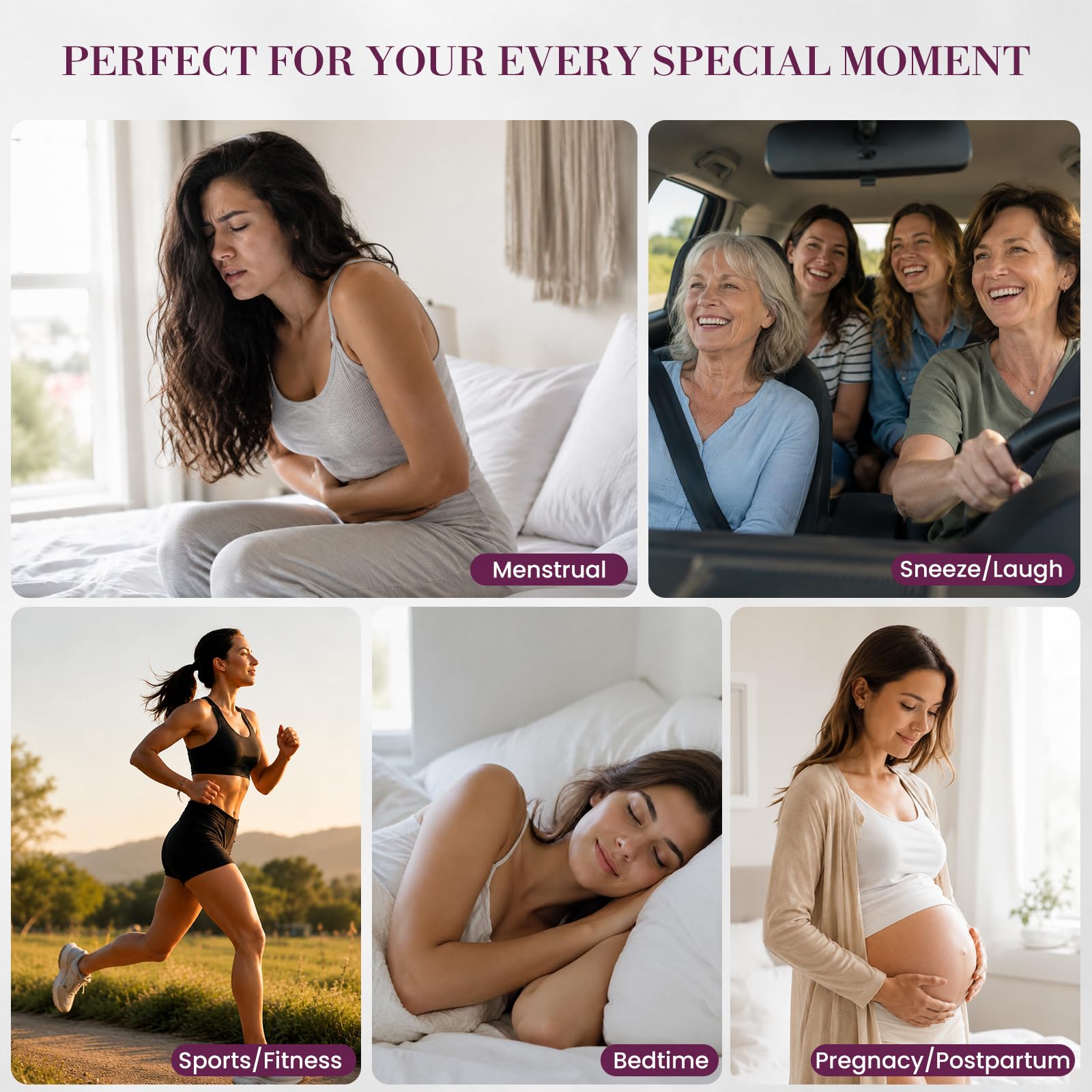 Pack de 4 Bragas Incontinencia Mujer 60-80ml, Ropa Interior Menstrual (XL)