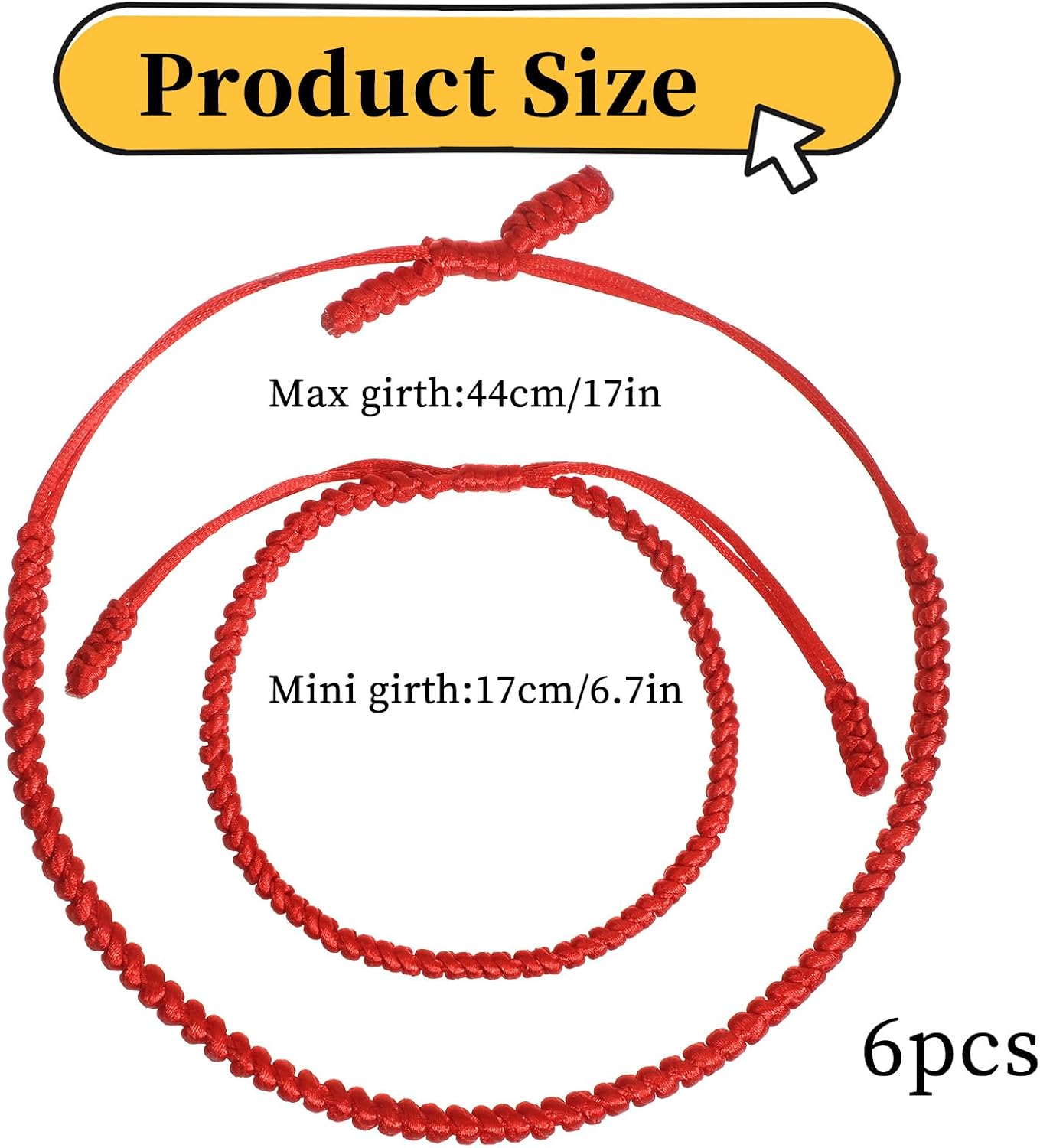 KALIONE 6 Pcs Red String Bracelets for Women Handmade Good Luck Bracelets Adjustable Red Cord Bracelet String for Friendship Lovers