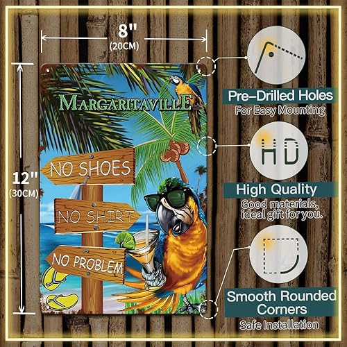 Miniatura 2 de Letrero de barra Tiki para decoración de loro, letreros de patio, accesorios de barra Tiki, decoración de bar, letrero de bienvenida de metal