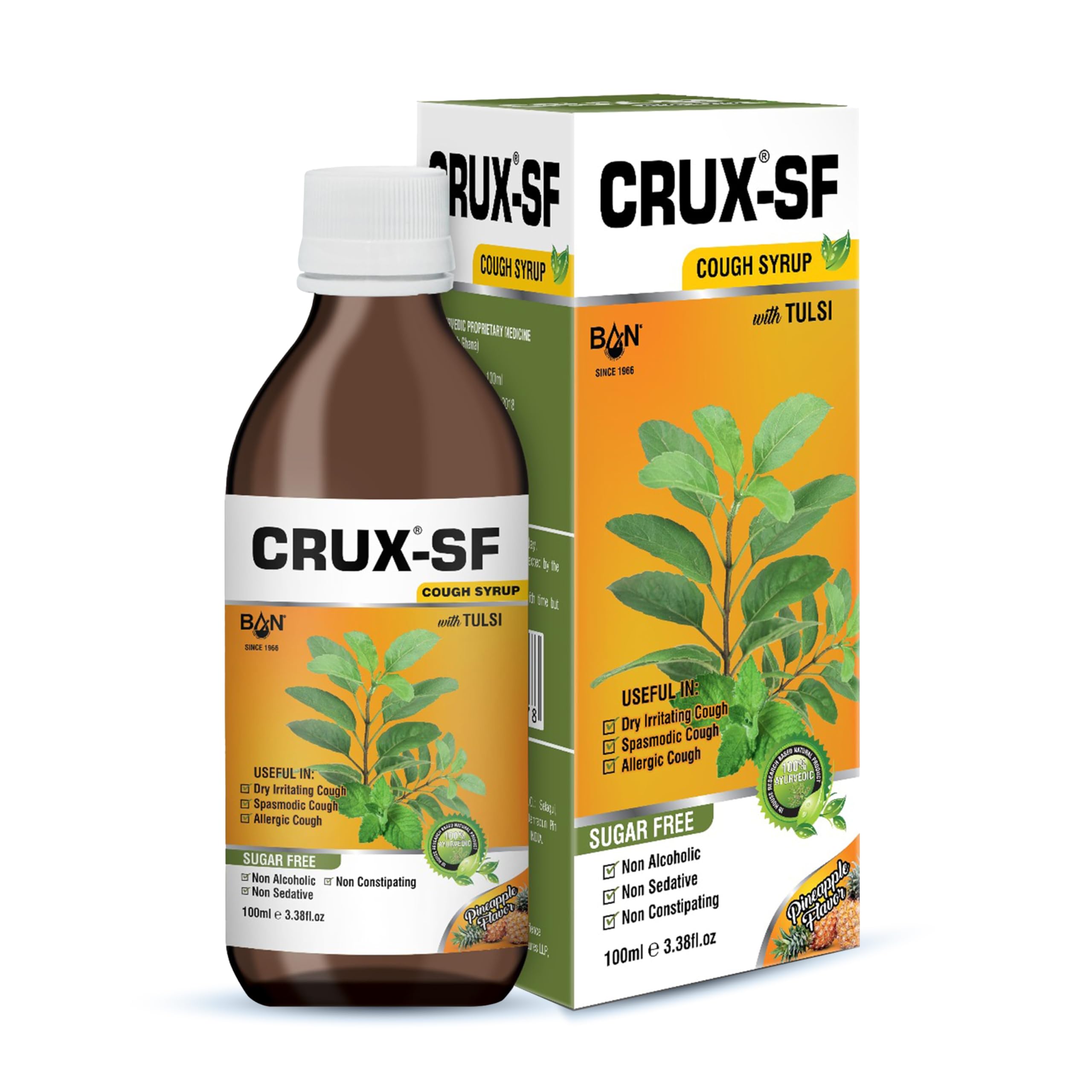Crux Ayurvedic Sugar free Cough Syrup 100ML, Pack of 3 | Get Ayurvedic Relief from Throat Issue, Chest Congestion, All Types Of cough & Cold | Goodness Of Tulsi, Pippali, Satpudina (B0CYL5SS2F) Amazon Price History, Amazon Price Tracker
