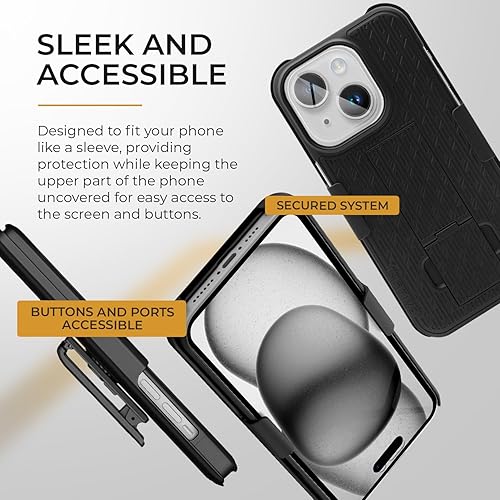 Vista 53 de MOTIVE for iPhone 15 Pro Max Case with Belt Clip, Shell Holster Combo for Apple iPhone 15 Pro Max Holster, Slim Rugged Case, Drop Shockproof